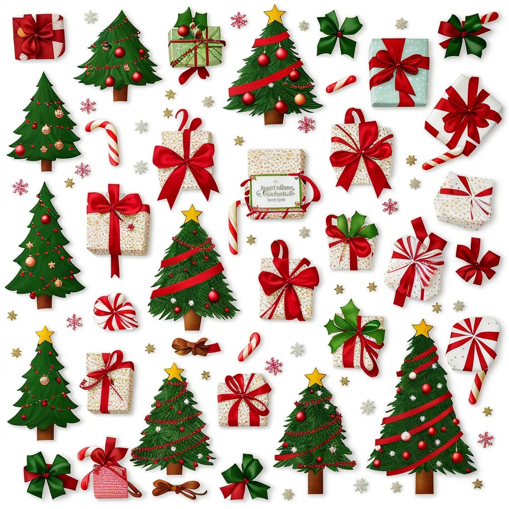 Christmas stickers,super complex,quality,Christmas tree,As estrelas,elk,gifts,lamp lights,waxy candles,Loves,Sweets and snacks,candy cane,pompons,the bow