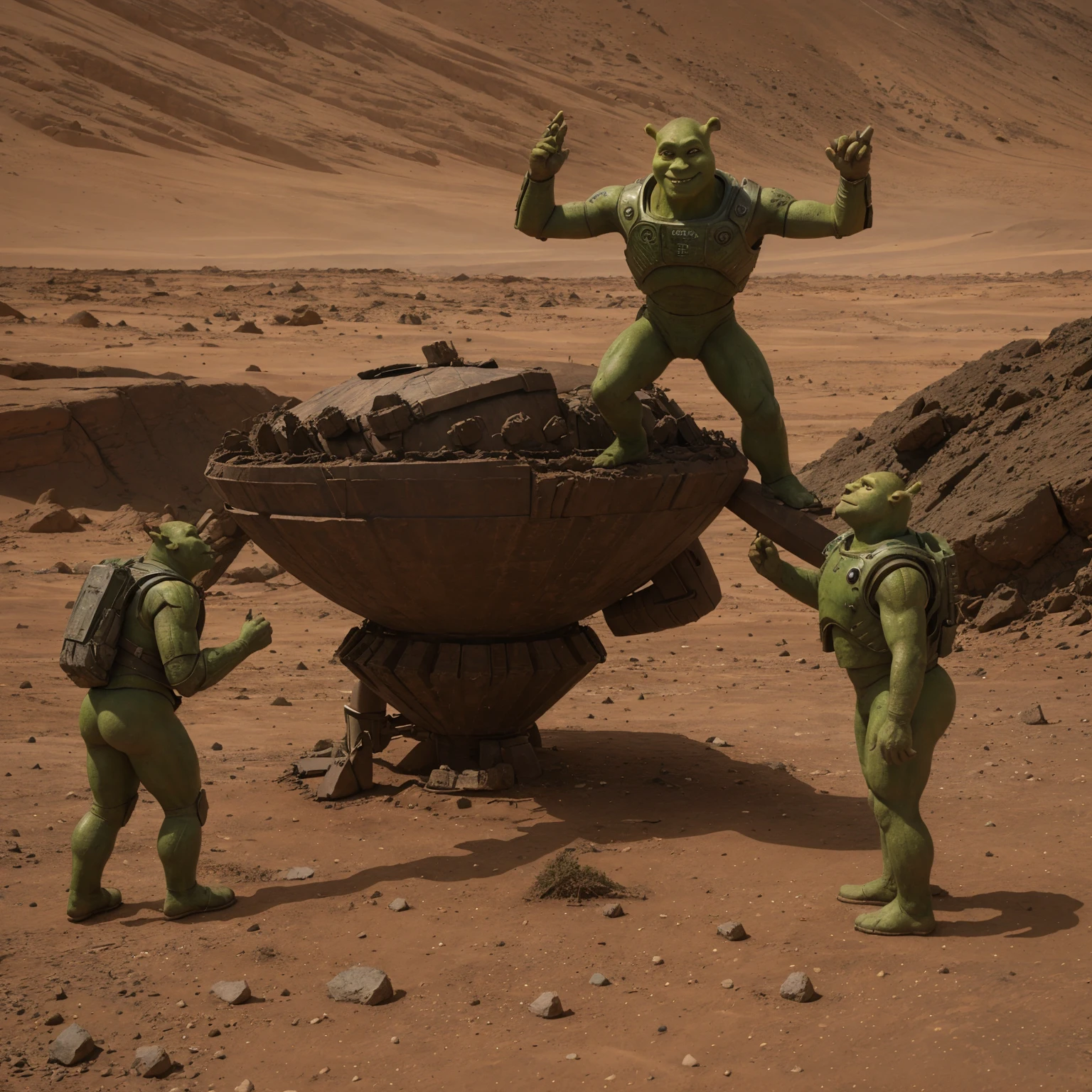 Shrek vs Giants on Mars and flying Androids