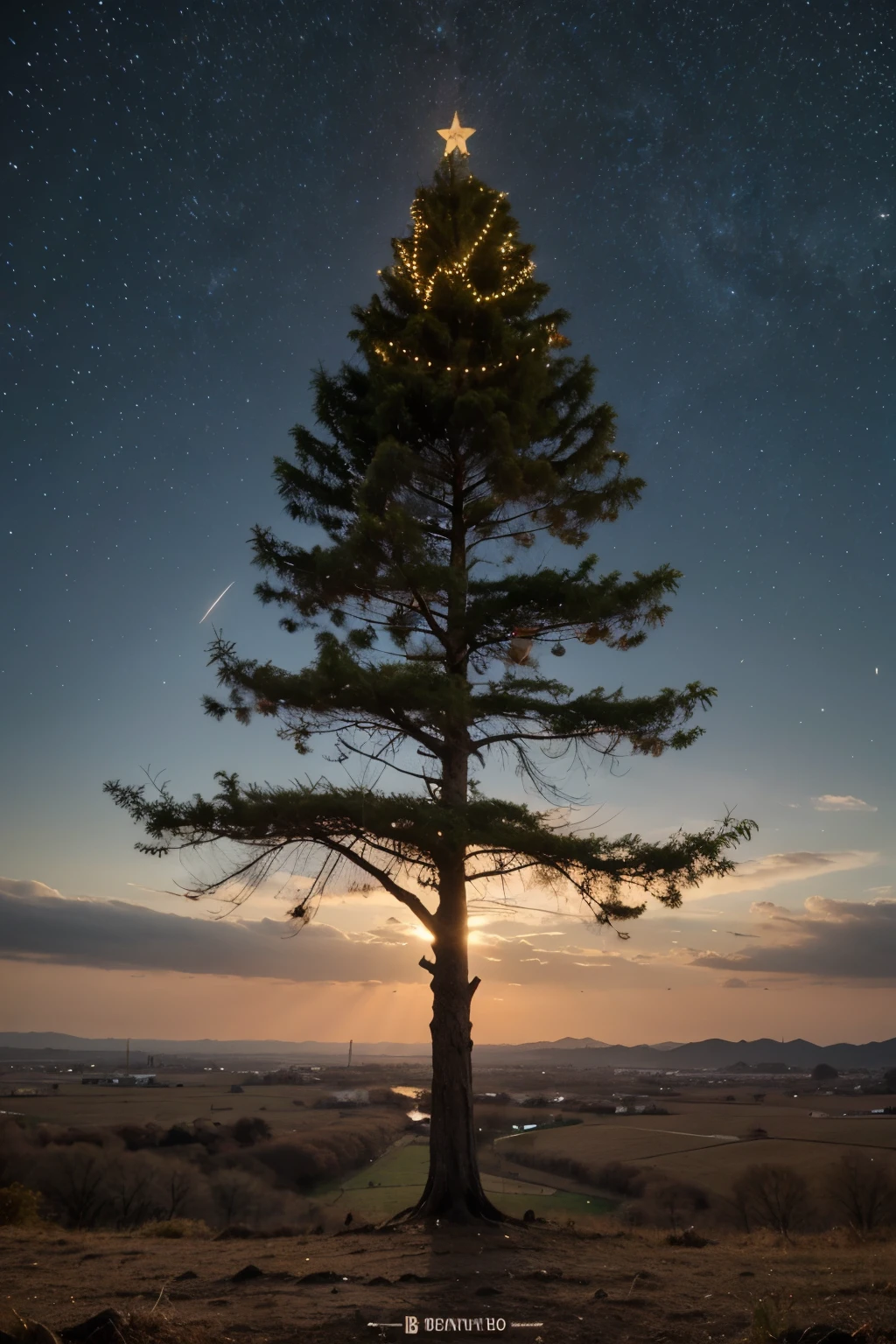 Gere um fundo de imagem para texto de mensagem com metade da arvore de natal