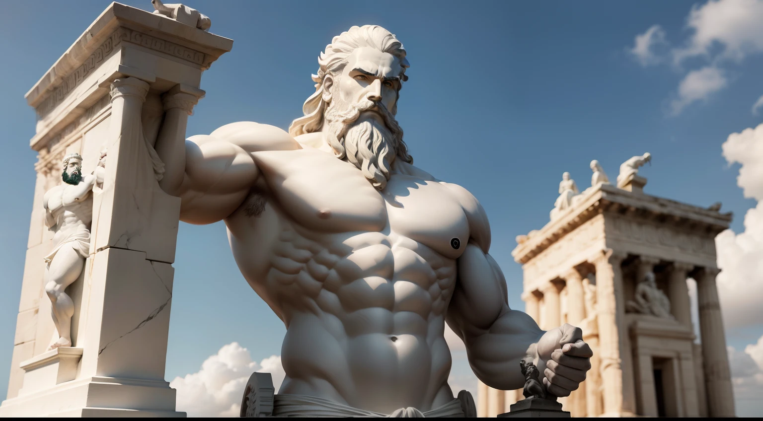 Statue of a strong man with shirtless beard, preto e branco realista, Estoicismo, poses estoicas, Ancient Greece, atitude estoica, Pose estoica