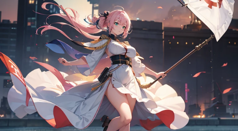 (nsfw), Extreme Detail, Perfection, Aerial Photograph, Captured from Above like a Work of Art, Anime Girl Wielding an Ice and Snow Sword, Her Pink Hair and Long Purple Skirt Contrasting Stunningly, Ayaka from Genshin Impact, Gazing Intently into the Distance, Leading the Way to the Fantastical World of Genshin, Illuminated by the Soft Glow of the Setting Sun.
This image is an exquisite, highly detailed and explicit (nsfw) depiction of the captivating Anime girl, Ayaka Genshin, as she stands in a breathtaking aerial landscape. Her hair