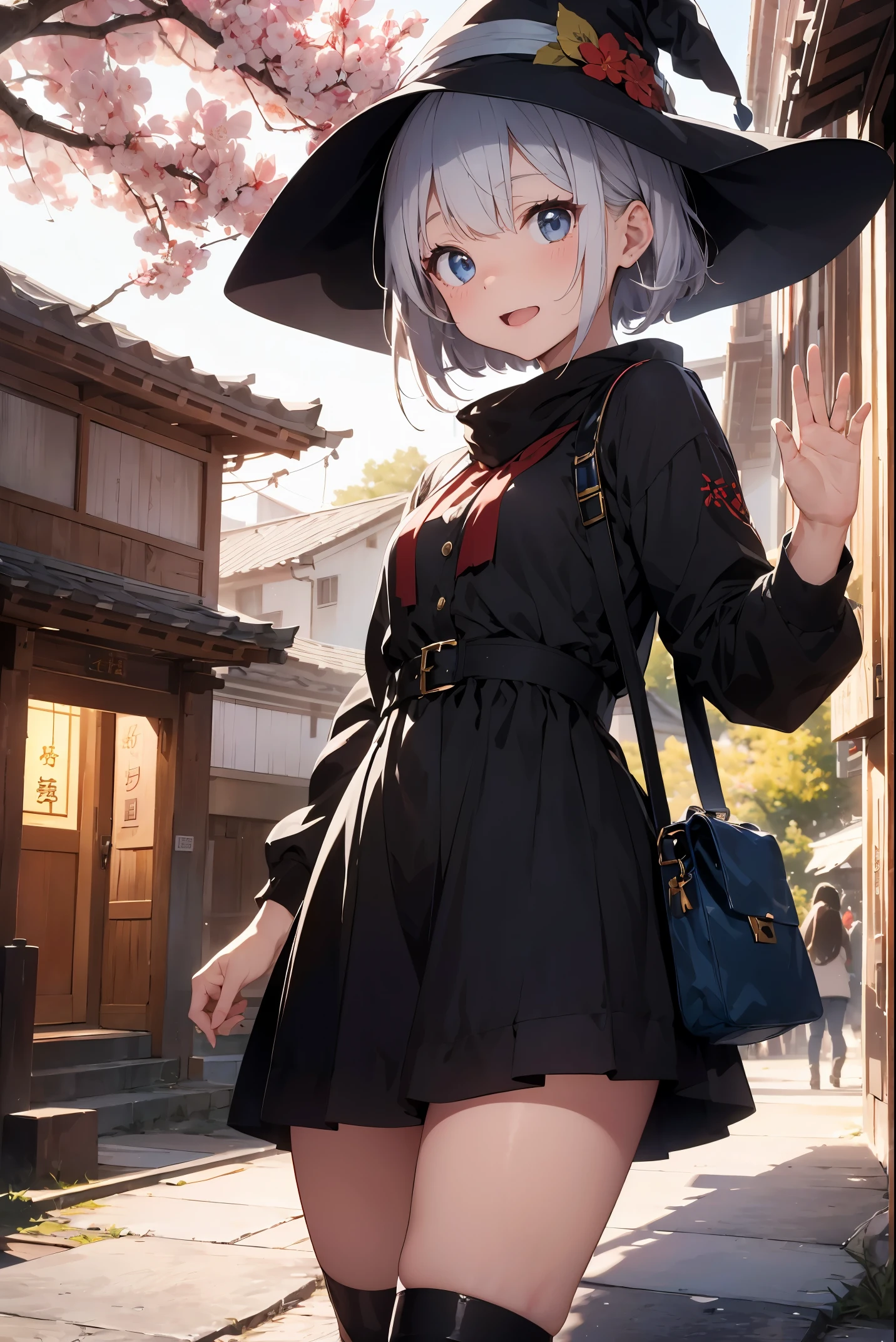 "On a magical night when the New Year's Eve bell rings、A female witch with a silver-white short bob and bright blue eyes will appear.。In her eyes、Shining star-shaped highlights symbolize hope for the new year、Her attire is a traditional witch dress with red accents.、He is wearing a black hat decorated with red plum blossoms to celebrate the new year.。Wearing strangely large red boots、Sometimes from those boots、I'm trying to make a small phantom beast peek out.。
She lightly waved the star-shaped magic object in her hand.、Accordingly, from the temple building there is not a huge bell sound、A fun melody drifts in the air。A strange blue-white chakra light draws a circle in the sky.、What emerges from this is not the usual sound of a bell.、Notes filled with laughter and blessings are flying around.。The temple in the background、Decorated with colorful lights like a moving painting、It seems like they are making mysterious preparations to welcome the new year.。This unusual New Year's Eve bell illustration、It will bring surprises and magical joy to the viewers of the new year.。"