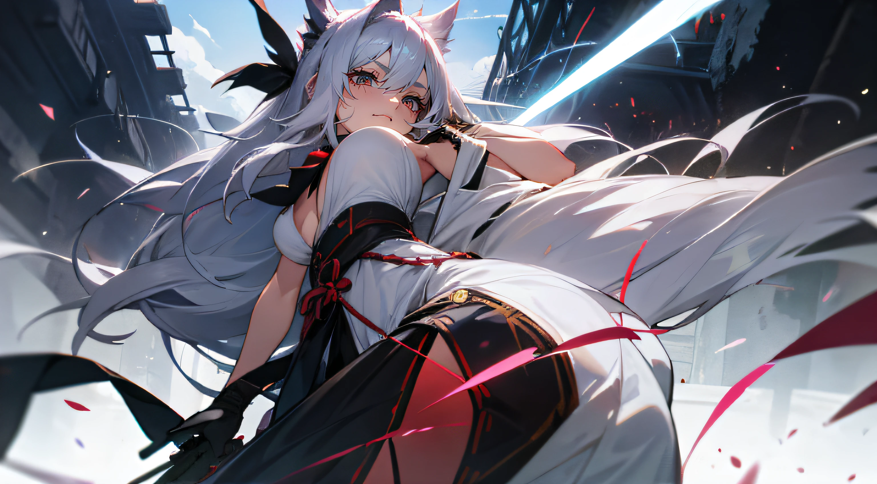 Silver-haired beauty length hair Colossal tits burn scar Ruins Bloods loimu fumo Broken weapons