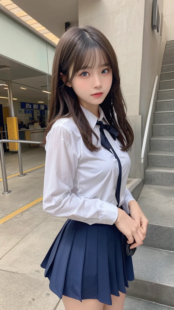 (32k,high detal,high detal、masterpiece,The attention to detail,FULL-BODY ESBIAN,独奏:1.6),RAW photogr & realistic atmosphere,The beautiful深蓝色眼睛,Detailed mouth,glossy lips,Detailed eyebrows,Delicate fair skin,Every detail shines,The eyes are drawn in great detail、azureblueeyes,非常The beautiful眼睛,詳細な唇、非常The beautiful脸,The face is very well-proportioned、lifelike face,闪亮The beautiful嘴唇, Realistic Young gravure idols, Very beautiful schoolgirl, ,medium beautiful, Young gravure idols, Young gravure idols, The beautiful, Cute and sexy16--old ale student,Wet with,Red face,Incredibly beautiful16year old girl,short cut,curlies,Brown shiny hair,(Climb the stairs of the station,Climb stairs, You can see yours on camera,The beautiful 16-yearld le stnt,The lace is clearly visible:1.7),(Wearing a loose black schoolgirl uniform:1.6),(,Good shape, I'm in a hurry,Almost crying,Moist eyes:1.5),(Pay attention to the buttocks and thighs in the back,Close from below,带着相机Climb stairs,taken from below,Hold the skirt with your hands,Visible.,Climb stairs an eye on the future:1.8)