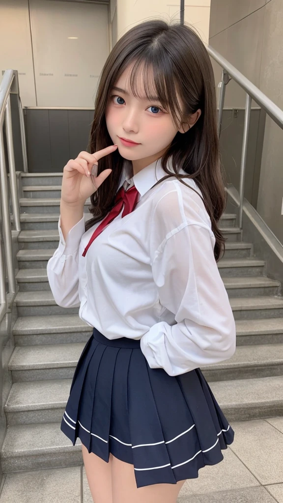 (32k,high detal,high detal、masterpiece,The attention to detail,FULL-BODY ESBIAN,独奏:1.6),RAW photogr & realistic atmosphere,The beautiful深蓝色眼睛,Detailed mouth,glossy lips,Detailed eyebrows,Delicate fair skin,Every detail shines,The eyes are drawn in great detail、azureblueeyes,非常The beautiful眼睛,詳細な唇、非常The beautiful脸,The face is very well-proportioned、lifelike face,闪亮The beautiful嘴唇, Realistic Young gravure idols, Very beautiful schoolgirl, ,medium beautiful, Young gravure idols, Young gravure idols, The beautiful, Cute and sexy16-year-old female student,Wet with,Red face,Incredibly beautiful16year old girl,short cut,curlies,Brown shiny hair,(Climb the stairs of the station,Climb stairs, You can see yours on camera,The beautiful 16-year-old female student,The lace is clearly visible:1.7),(Wearing a loose black schoolgirl uniform:1.6),(,Good shape, I'm in a hurry,Almost crying,Moist eyes:1.5),(Pay attention to the buttocks and thighs in the back,Close from below,带着相机Climb stairs,taken from below,Hold the skirt with your hands,Visible.,Climb stairs an eye on the future:1.8)