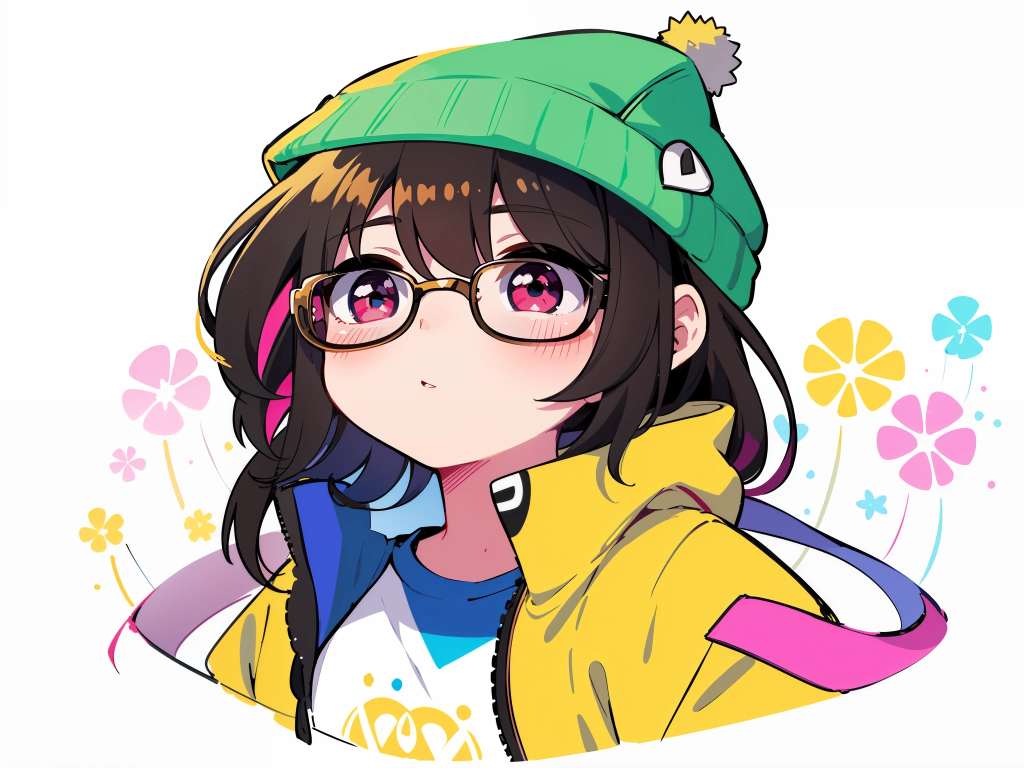 a cartoon girl with glasses and a hat on her head, portrait of Que o Overwatch, Que o Overwatch, character art of maple story, com estilo splatoon, Personagem de Among Us, Belo estilo de arte, advanced digital chibi art, anime moe artstyle, Fanart de alta qualidade, Fanart oficial, frio, Overwatch Fanart, hero 2 d fanart artsation, Estilo Chibi