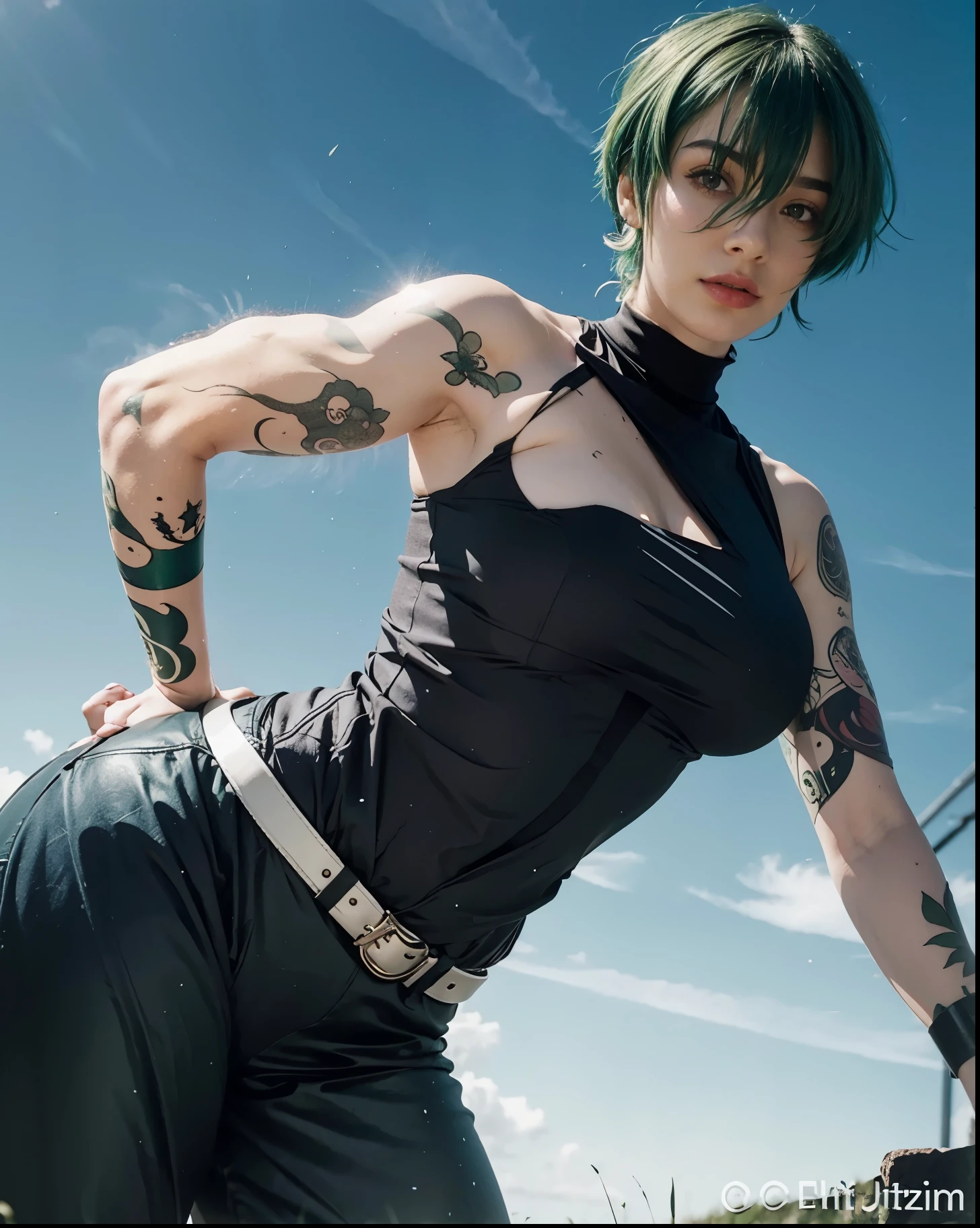 green hair.