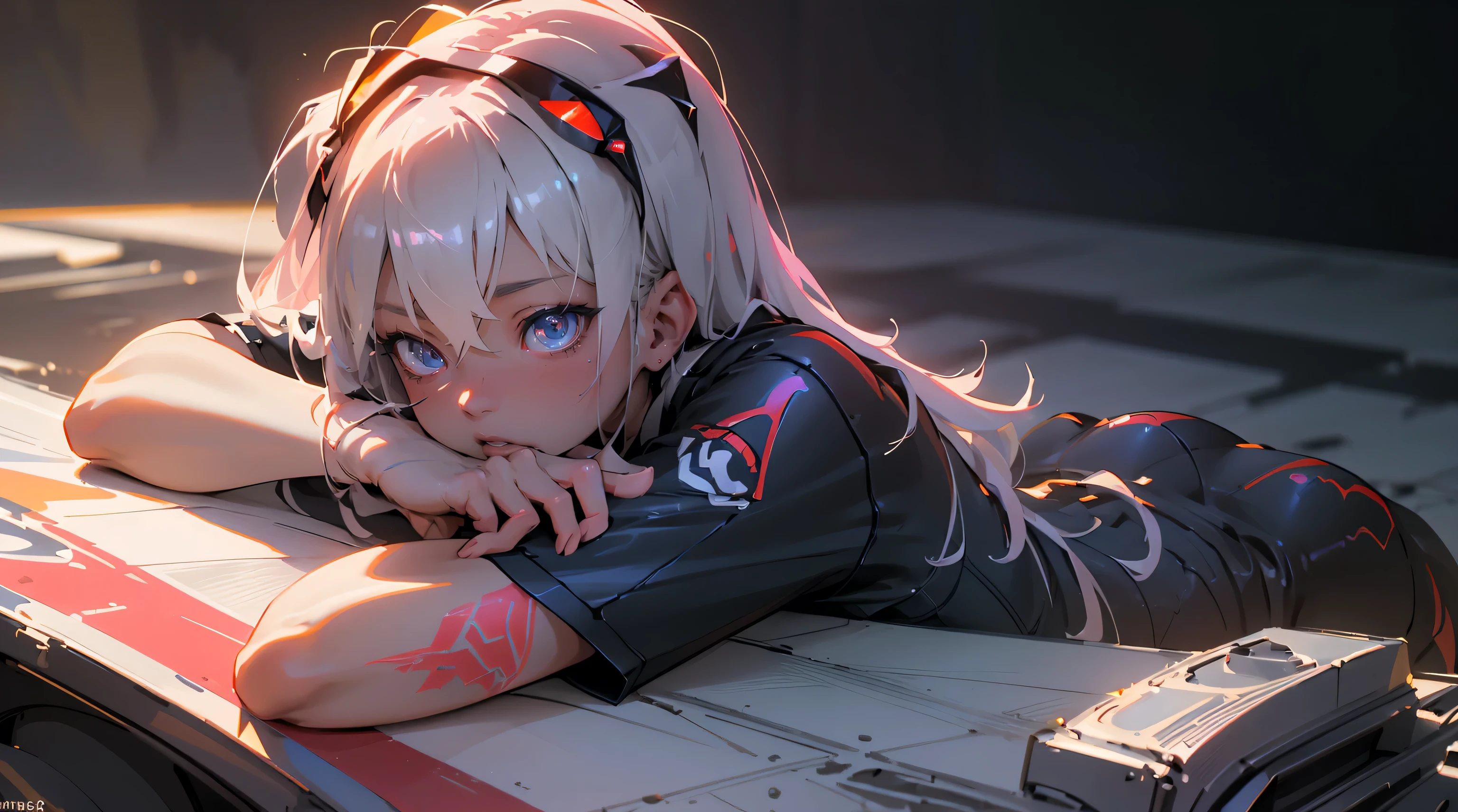 ((Best quality)), ((masterpiece)), (detailed: 1.4), (Absurd), light-skinned lolita with micro bikini, Genesis evangelion neon style clothing, red and white stripes, blue arms with white stars, 2 piece clothing, colored hair, tattoo on arms, cybernetic hand, pastel, centered, scale to fit dimensions, HDR (High Dynamic Range),Ray Tracing,NVIDIA RTX,Super-Resolution,Unreal 5,Subsurface dispersion,  PBR Texture, Post-processing, Anisotropic filtering, Depth of field, Maximum clarity and sharpness, Multilayer textures, Albedo and specular maps, Surface shading, Accurate simulation of light-material interaction, Perfect proportions, Octane Render, Two-tone lighting, Wide aperture, Low ISO, White balance, Rule of thirds, 8K RAW, crysisnanosuit