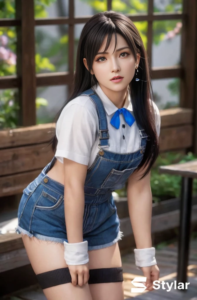 (best quality,ultra-detalhado),(Realistic:1.37),Tifa Lockhart, Rosto bonito e detalhado, maquiagem preta nos olhos, textura ultra realista, rosto delicado