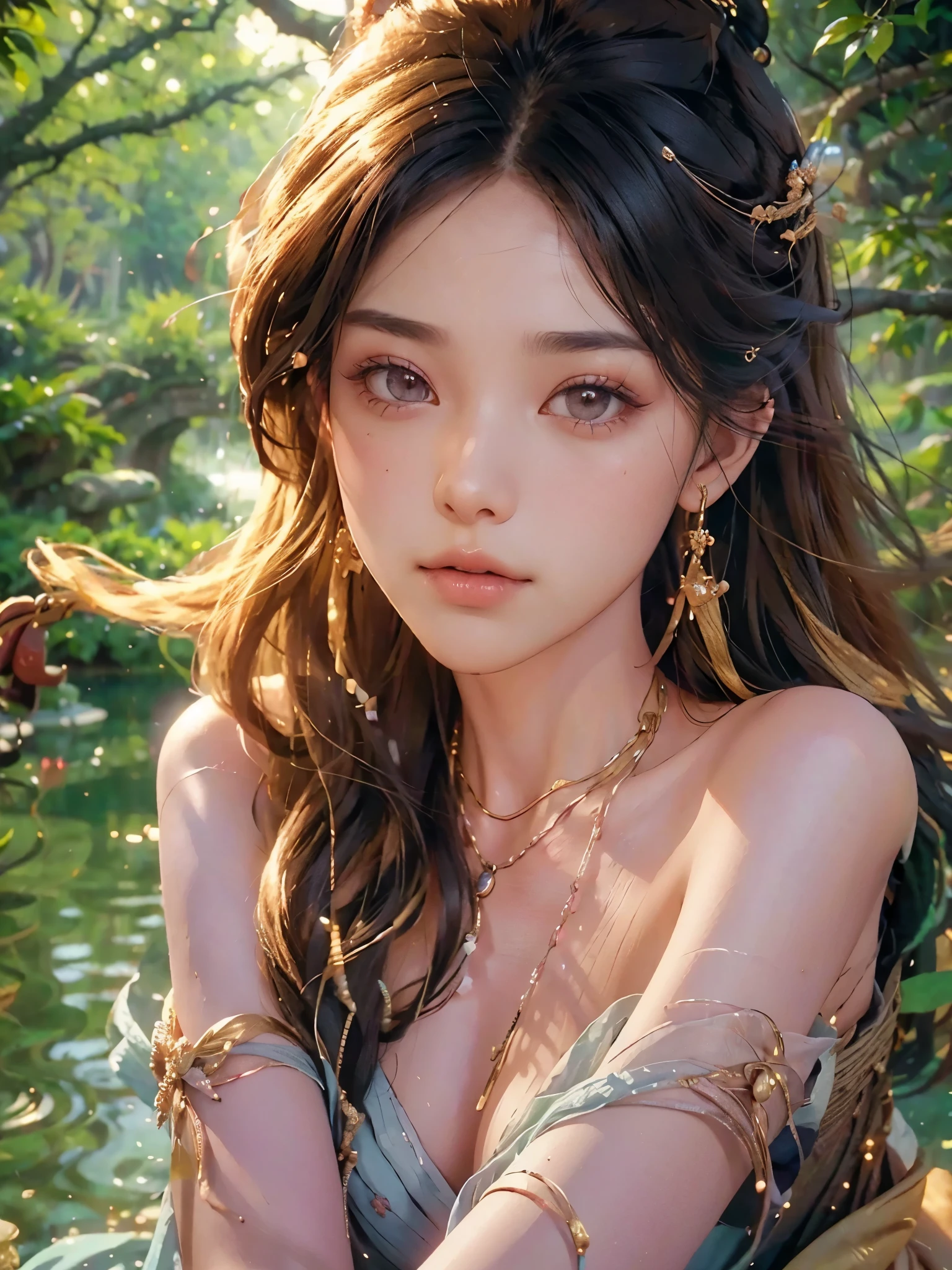 (best quality,highres:1.2),smooth skin,bare skin,glowing skin,radiant complexion,flawless skin texture,natural beauty,healthy complexion,no necklace,simple elegance,warm skin tones,subtle blush,soft lighting