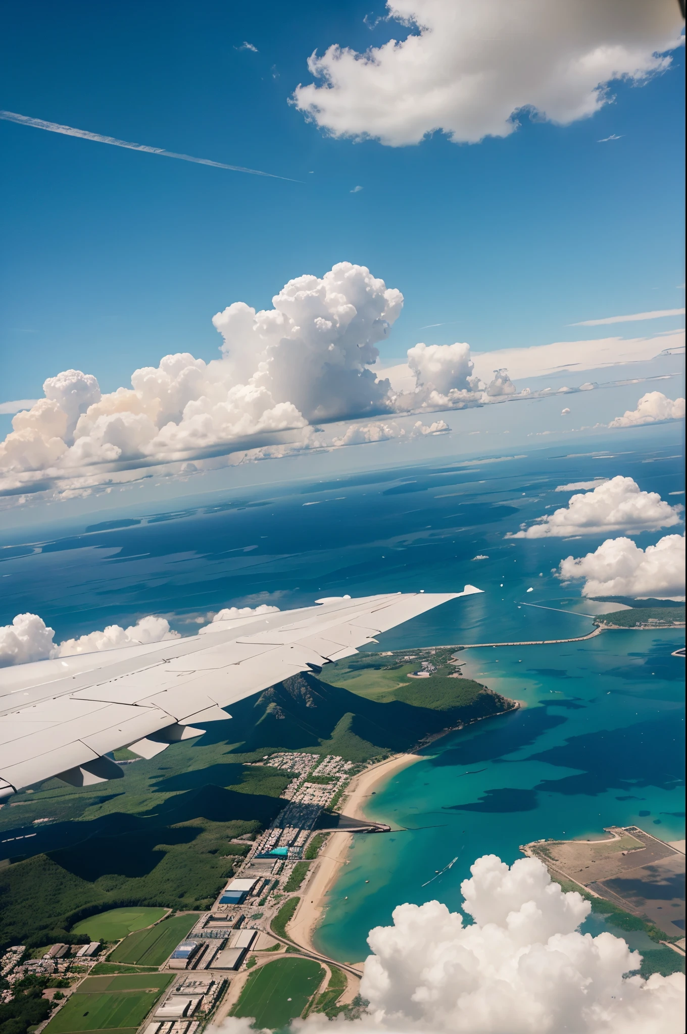 a beautiful sky journey look from airplane a beautiful sunny day