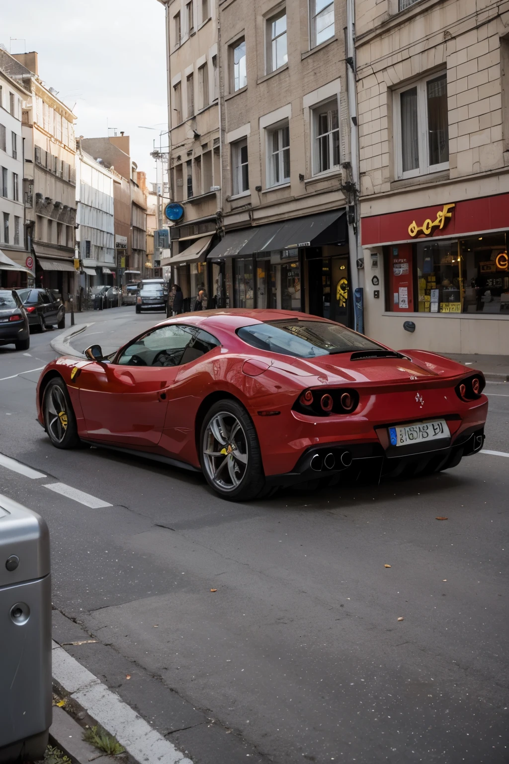 Ferrari qui roule en centre ville