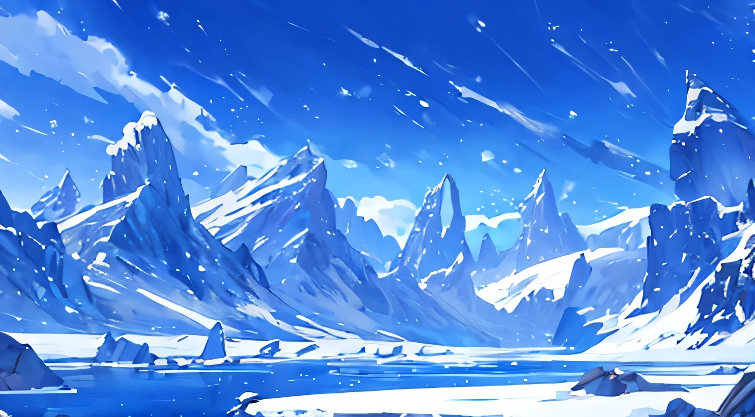 Photos of sky and ice land、north pole、Areas with harsh winters、game consept art、Queen of snow、top-quality、beautiful anime scene、Clear air、Dream painting、anime backgroundsアート、anime backgrounds、background artwork、atmospheric anime、blue-sky、Detail has been enhanced。