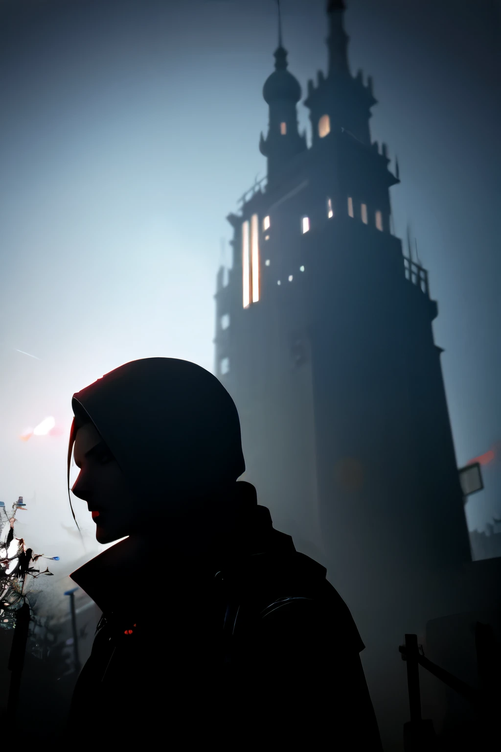 Create a captivating profile picture for my gaming-themed Instagram page. Combine the essence of Assassin's Creed and Resident Evil, infusing elements like stealth, action, and a touch of horror. Use dark, immersive tones to evoke the gaming atmosphere, and ensure it's visually striking for a memorable impact.
