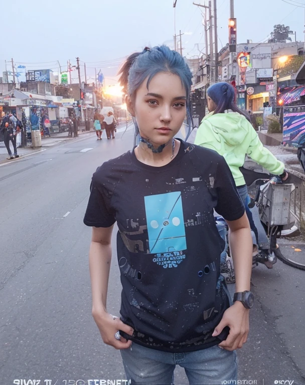 Close up of blue haired woman and blue robot, anime robotic mixed with organic, CGSesociety, anime mecha aesthetic, girl in mecha cyber armor, cyberpunk anime girl mech, trending on cgstation, Guviz, Phlegm sputum, phlegm |, Cute cyborg girl, Smooth blue armor, Guviz-style artwork,Blue girl