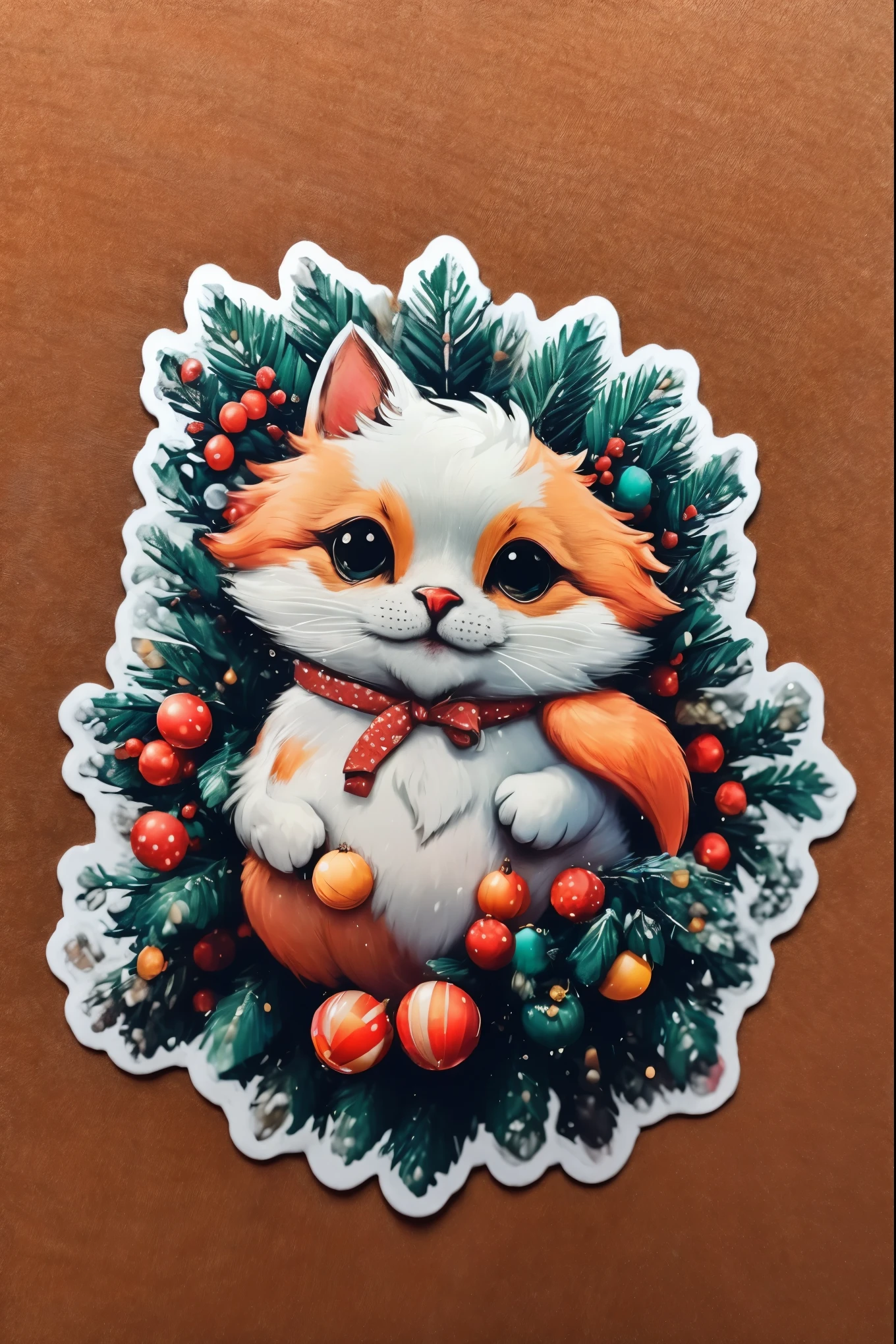(Masterpiece in maximum 16K resolution), the best quality, (very detailed CG unity 16k wallpaper quality),(intricate detail:1.4), (extremely insane detail:1.4),(((Soft colors of highly detailed digital art:1.3))). | Sticker design, glossy finish, high-quality print, cheerful and bright designs, variety of shapes and sizes, suitable for decoration, capturing the spirit of the season, christmas Sticker, Christmas elements, 3D cartoon, enhance, intricate,Christmas Tree, Christmas Ribbon, Christmas Mistletoes.