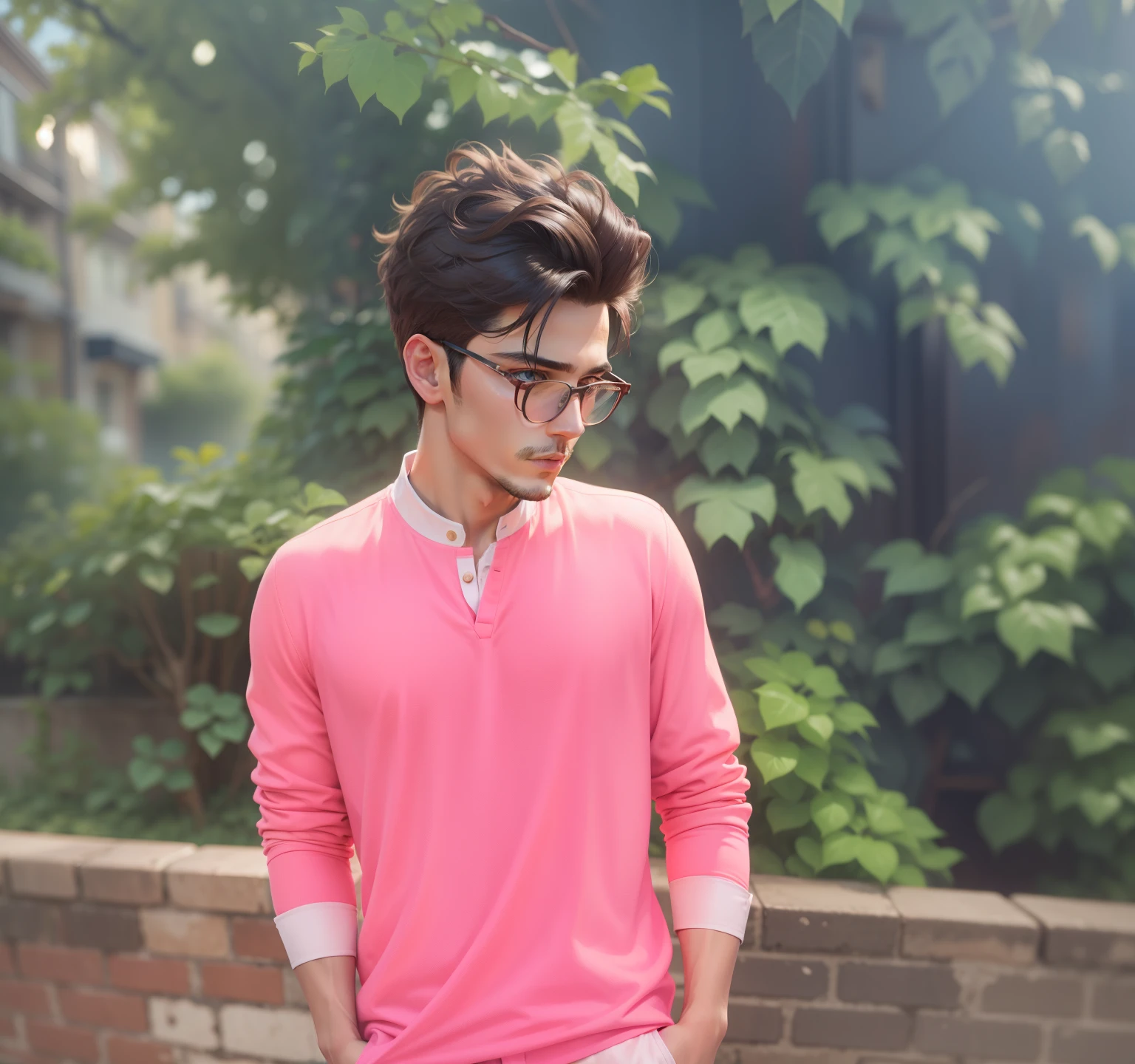 Handsome.street background .realistic .stylish cloth.smooth face .