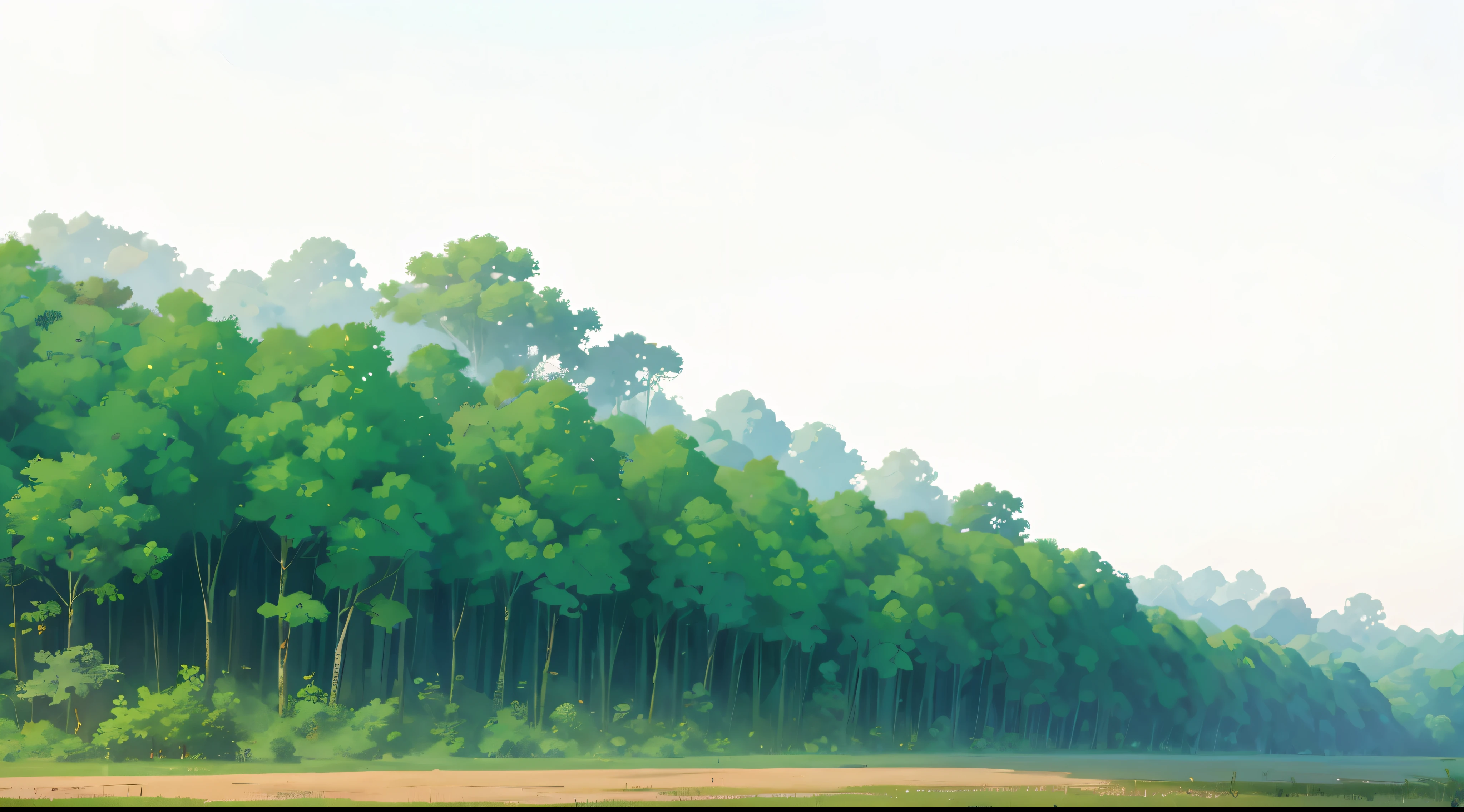 super wide ground land, jungle, forest, a lot of trees, day time, detailed, high quality, masterpiece,