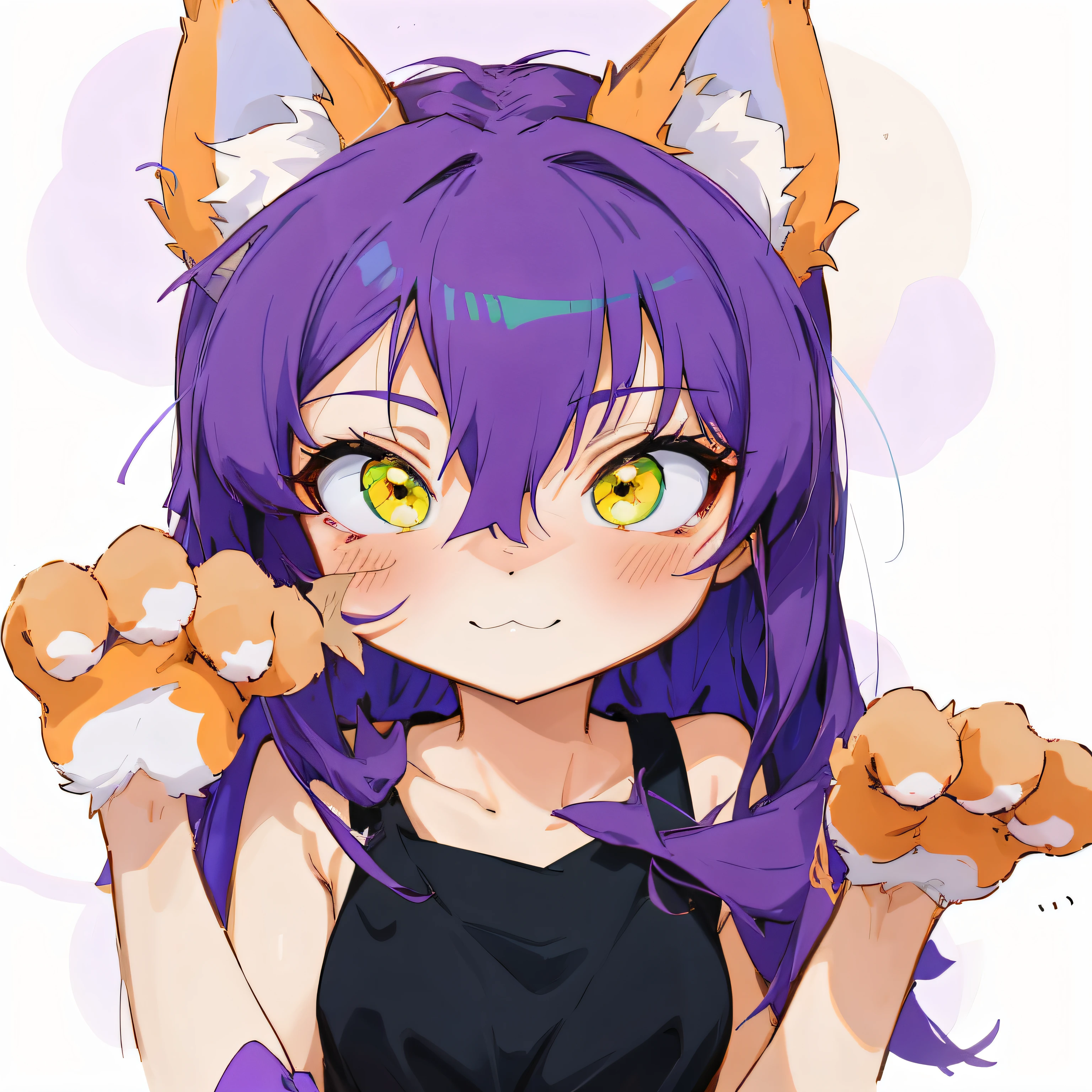 Menina anime com cabelo roxo e orelhas de gato , gato anime bonito , boca levemente aberta, sorriso suave, claramente alegre, single prey appearing, gato anime, menina anime com orelhas de gato, anime moe artstyle, gato anime bonito, gatinha, orelhas de raposa, com o dedo indicador, menina gato atraente, raposa, gato anime, menina com orelhas de raposa, menina do gato, muito bonita menina gato anime