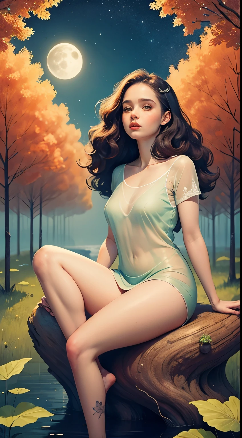 Ulzzang-6500, (realistic: 1.3) (original: 1.2), masterpiece, best quality, hibiscus flower blooming on a gnarled branch on a gray background, fractal mandala background, in light orange and light beige style, minimalist images, photographic installations. , paleocore, green and crimson, hyperrealistic, poetic intimacy. masterpiece, best quality, colorful, LLTH, best quality, beautiful naked forest goddess, expressive eyes, perfect face, highly detailed, high resolution, (masterpiece), best quality, perfect face, 1 sexy girl dressed in forest, flowers , leaves, mandalas, fractal, girl in the forest, forest goddess, old antique clock floating, lamp hanging from tree, full body, black hair fused with gold, transparent clothing, open legs, view of pubic hair, 1 sexy girl with see-through forest clothing, exposed breasts, see-through open t-shirt, mandala and flower tattoos, illustration, very delicate and beautiful, very detailed, CG, Unity, 8k wallpaper, huge file size, very wide lens, soft lighting, slight smile, transparent clothing showing naked body, beautiful vagina, vagina with soft hairs, well detailed eyes looking up, latin girl sitting on tree trunk, oil painting, latin tanned skin, full moon night sky, autumn leaves falling, autumn leaves in the wind, black and brown hair, long hair floating in the wind, girl looking at an old clock, nsfw,(( Felicity Jones)), (sensual), (Extremely beautiful), (erotic:1.2) , (sublime: 1.0), (Extremely sensitive: 1.0), (wise and understanding: 1.2), nsfw, sfw, skin wet with water, feet treading grass and grass, girl sitting on tree trunk, feet treading grass, blushing face , eyes looking up, lantern, fog, mystery and fantasy, full moon reflection in distant lake, distant mountains,