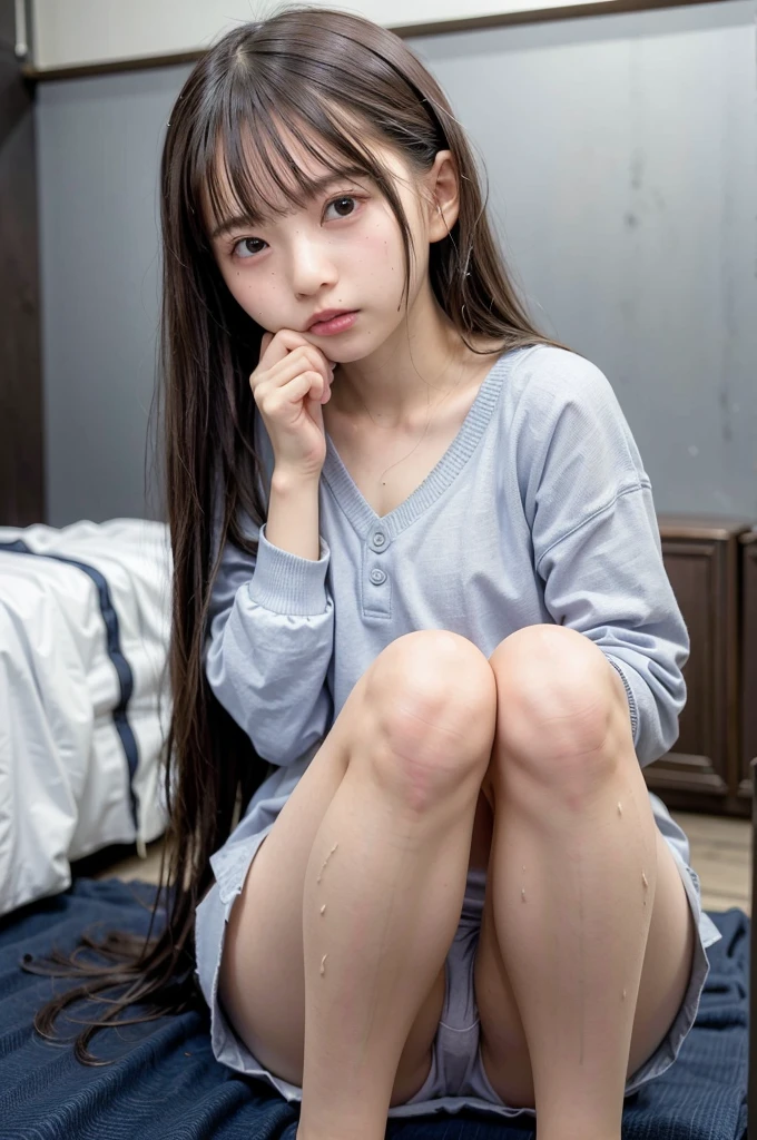 japanes,11 year old,teens girl,cute little,elementary student,private elementary school,校服,poneyTail,城市,Opening legs,Sitting,Small and dirty room、((White underwear))、(((Wet underwear)))、Cotton panties、(((natta)))、(((darkened room)))、(((窓の外はnatta)))、((Prostitutes))、((skin glistening with sweat))、(((Sexually aroused face)))