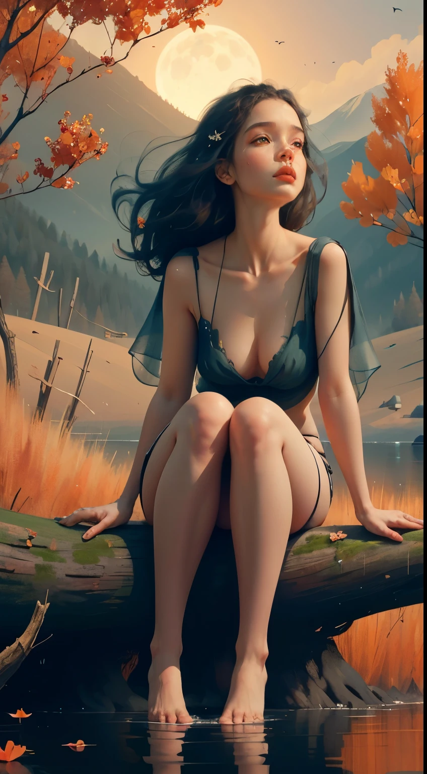Ulzzang-6500, (realistic: 1.3) (original: 1.2), masterpiece, best quality, hibiscus flower blooming on a gnarled branch on a gray background, fractal mandala background, in light orange and light beige style, minimalist images, photographic installations. , paleocore, green and crimson, hyperrealistic, poetic intimacy. masterpiece, best quality, colorful, LLTH, best quality, beautiful naked forest goddess, expressive eyes, perfect face, highly detailed, high resolution, (masterpiece), best quality, perfect face, 1 sexy girl dressed in forest, flowers , leaves, mandalas, fractal, girl in the forest, forest goddess, old antique clock floating, lamp hanging from tree, full body, black hair fused with gold, transparent clothing, open legs, view of pubic hair, 1 sexy girl with see-through forest clothing, exposed breasts, see-through open t-shirt, mandala and flower tattoos, illustration, very delicate and beautiful, very detailed, CG, Unity, 8k wallpaper, huge file size, very wide lens, soft lighting, slight smile, transparent clothing showing naked body, beautiful vagina, vagina with soft hairs, well detailed eyes looking up, latin girl sitting on tree trunk, oil painting, latin tanned skin, full moon night sky, autumn leaves falling, autumn leaves in the wind, black and brown hair, long hair floating in the wind, girl looking at an old clock, nsfw,(( Felicity Jones)), (sensual), (Extremely beautiful), (erotic:1.2) , (sublime: 1.0), (Extremely sensitive: 1.0), (wise and understanding: 1.2), nsfw, sfw, skin wet with water, feet treading grass and grass, girl sitting on tree trunk, feet treading grass, blushing face , eyes looking up, lantern, fog, mystery and fantasy, full moon reflection in distant lake, distant mountains,
