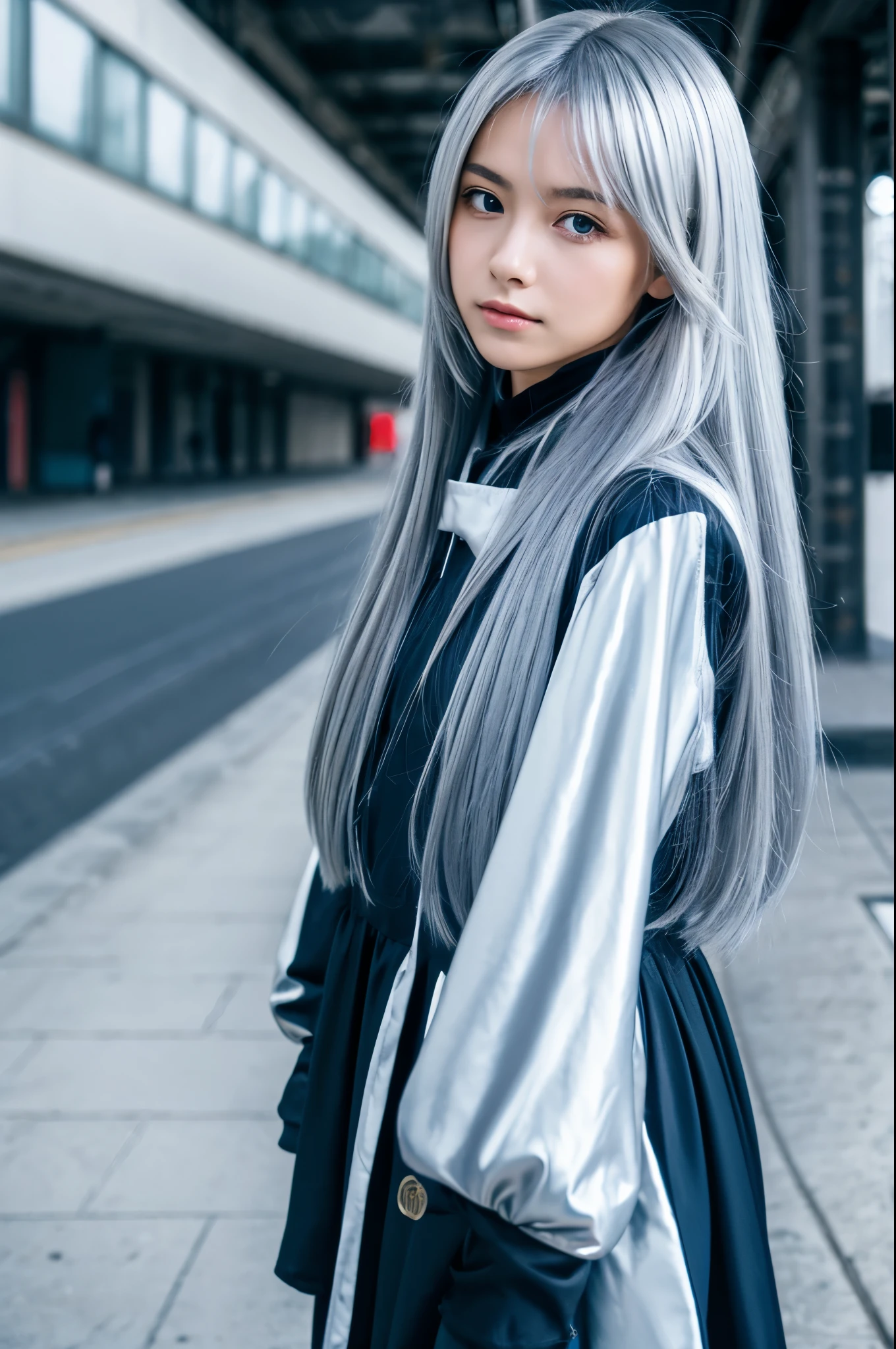 silver-haired girl,Altina Orion,校服,alone in the middle