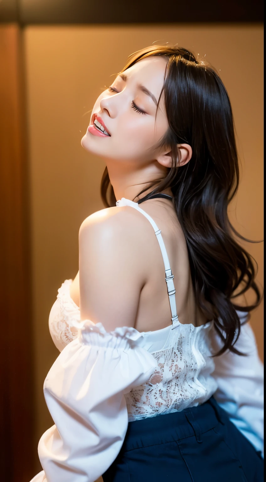 In the hotel room, 25-years old, Sitting on the bed, ((all-fours、insertion、Deep joy、severe pain、Ecstatic eyes:1.2),(angle from back:1.5), despairing, ((Close your eyes and pant heavily:1.2))、Ecstatic face、Climax expression、Look up、Staring at the ceiling、endure hard:1.5)), Clenching teeth、The whole body is shown, Granblue Fantasy of beautiful and lovely sweet cute go Lolil twins wearing frilly lace stockings ( Lovely sweet loli moee) 巨大なcleavage of the breast、thighs thighs thighs thighs、Gothic Lolita Loli Dress ic Lolita Fashion、glist skin、cleavage of the breast、many ruffle socks、long silver wavy hair、with blush cheeks、lighting like a movie、Sharp focus、Bokeh、highlight、Cinematic post-processing、intricate human hand、refer, (Looking at Viewer:1.1)