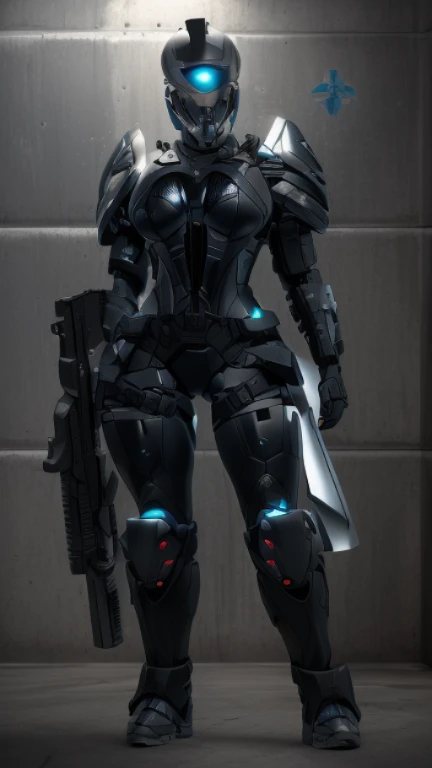 arafed female in armor with a gun and a helmet, dystopian bounty hunter, dominatrix assassin robot, sci fi female character, clothed in sci-fi military armor, in a dark space mercenary outfit, dressed in tactical armor, unreal engine render + a goddess, dystopian scifi outfit, female character, wearing futuristic armor, unreal engine character art