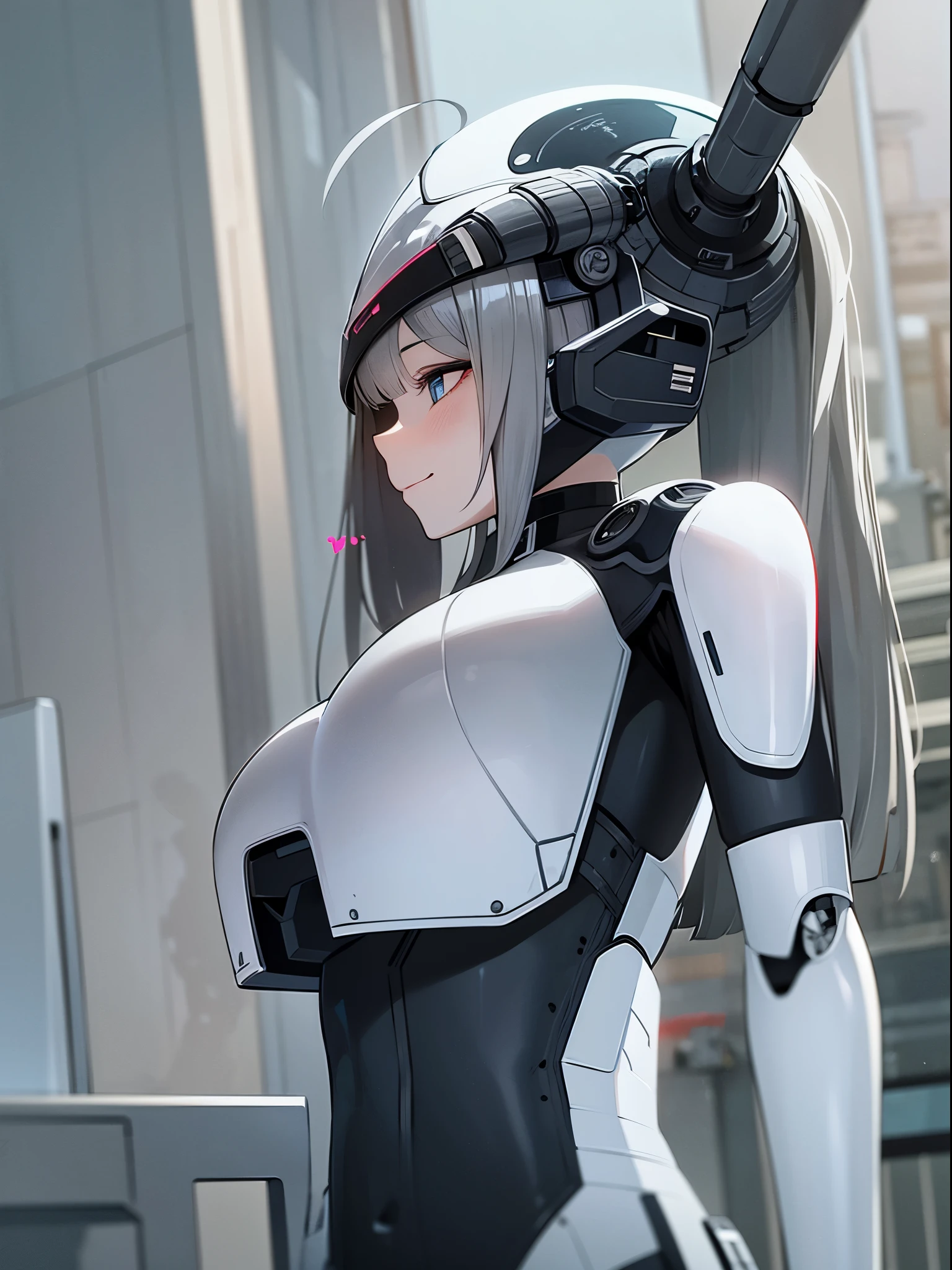 There is a woman in a robot suit posing next to an ancient building, Beautiful white girl half cyborg, Cute Cyborg girl, Beautiful girl cyborg, Perfect Robot Girl, Cyborg girl, Young cyborg Grady, Beautiful Female Robot, Beautiful robot woman, Cyborg girl, perfect cyborg female, porcelain cyborg, Female robot, Beautiful cyborg images,Ahoge,Sweet smile,8-year-old little girl,latex