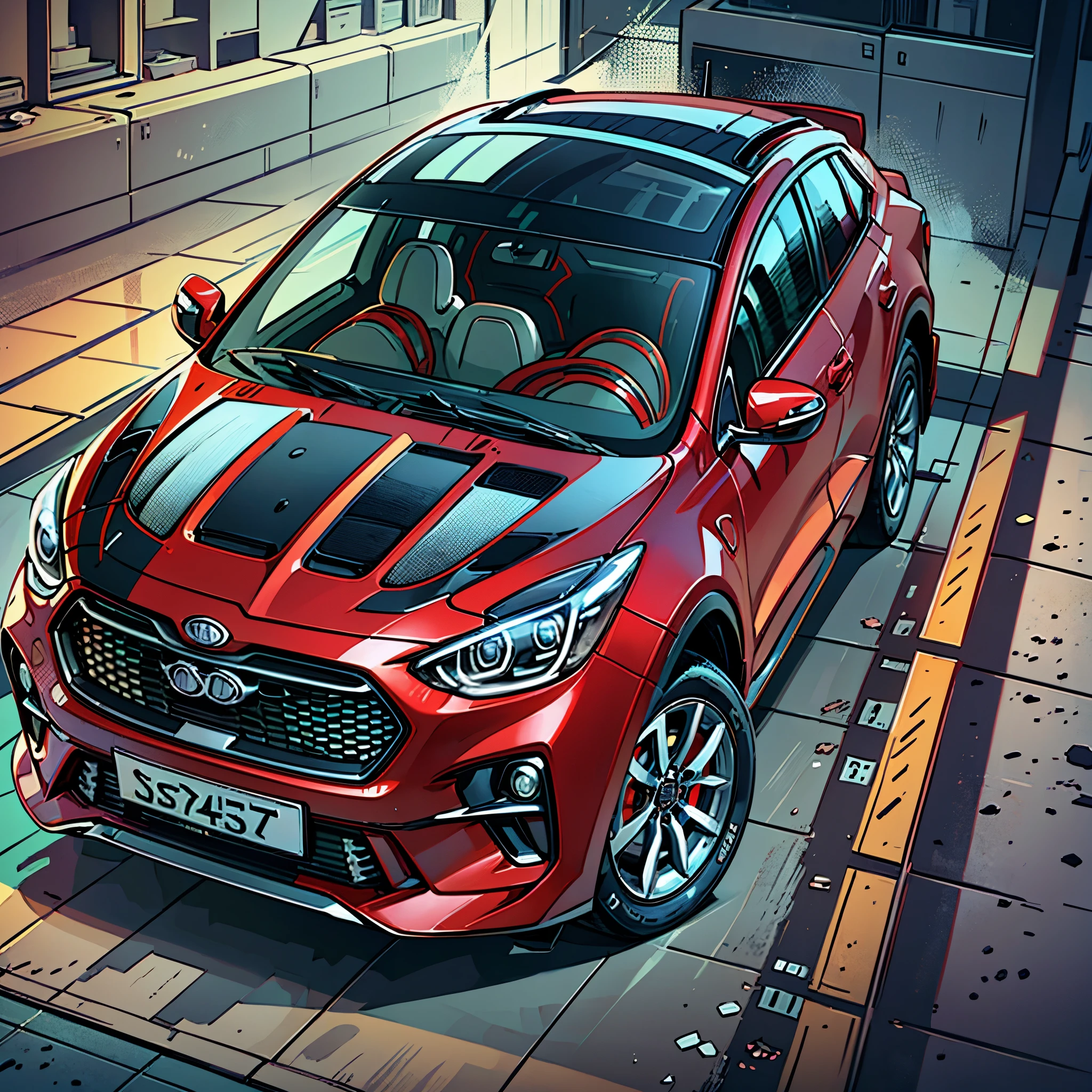 A red Kia Sportage 2021, driver's side door opened --auto --s2