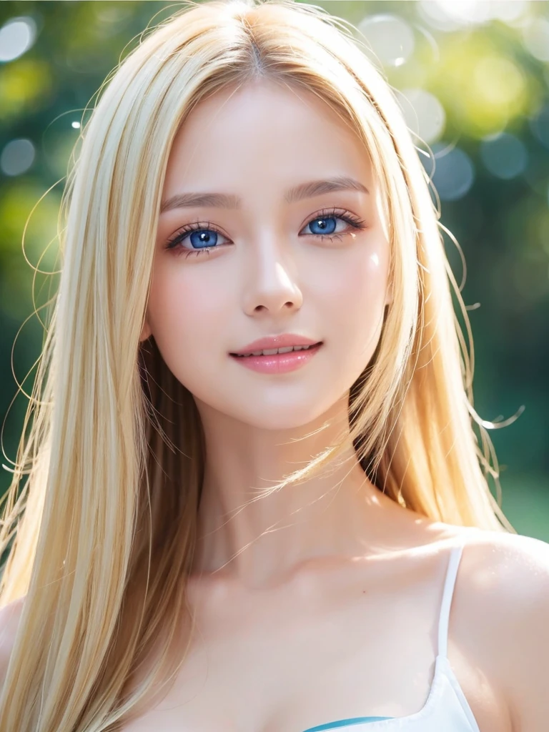 Beautiful silky skin、Smile in the middle、matchless beauty、exceptional sexy beauty、Beautiful calm and bright expression、Sexy refreshing appearance、Perfect beautiful cute face with shiny bright blonde silky hair、beautiful face blonde、Very cute beautiful sexy young little woman、Very perfect beautiful cute face、Beautiful cute big clear bright light blue eyes、Very beautiful bright light blue big eyes、very big eyes、Very bright white young beautiful skin、Gloss Face、Teak Gloss、cheek highlights