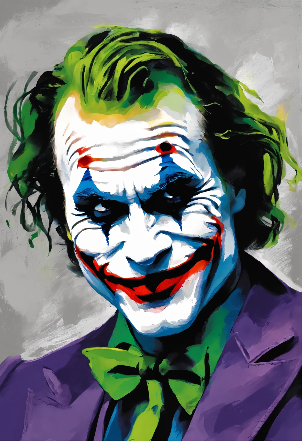 The Joker, upper body, full colour illustration,