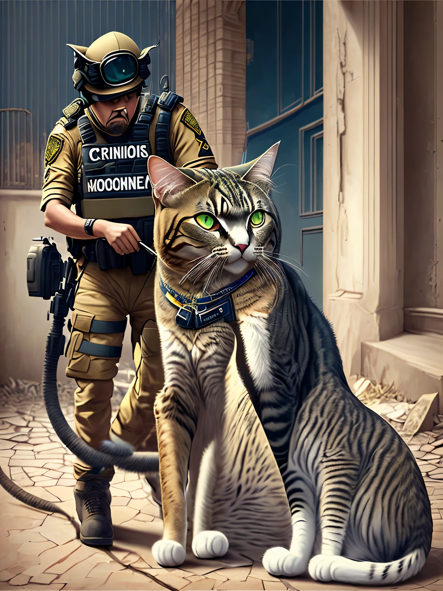 Bertilion Criminal under arrest photo, bertilion criminal photo, cat in striped arrest clothes and with a number plate, --auto --s2