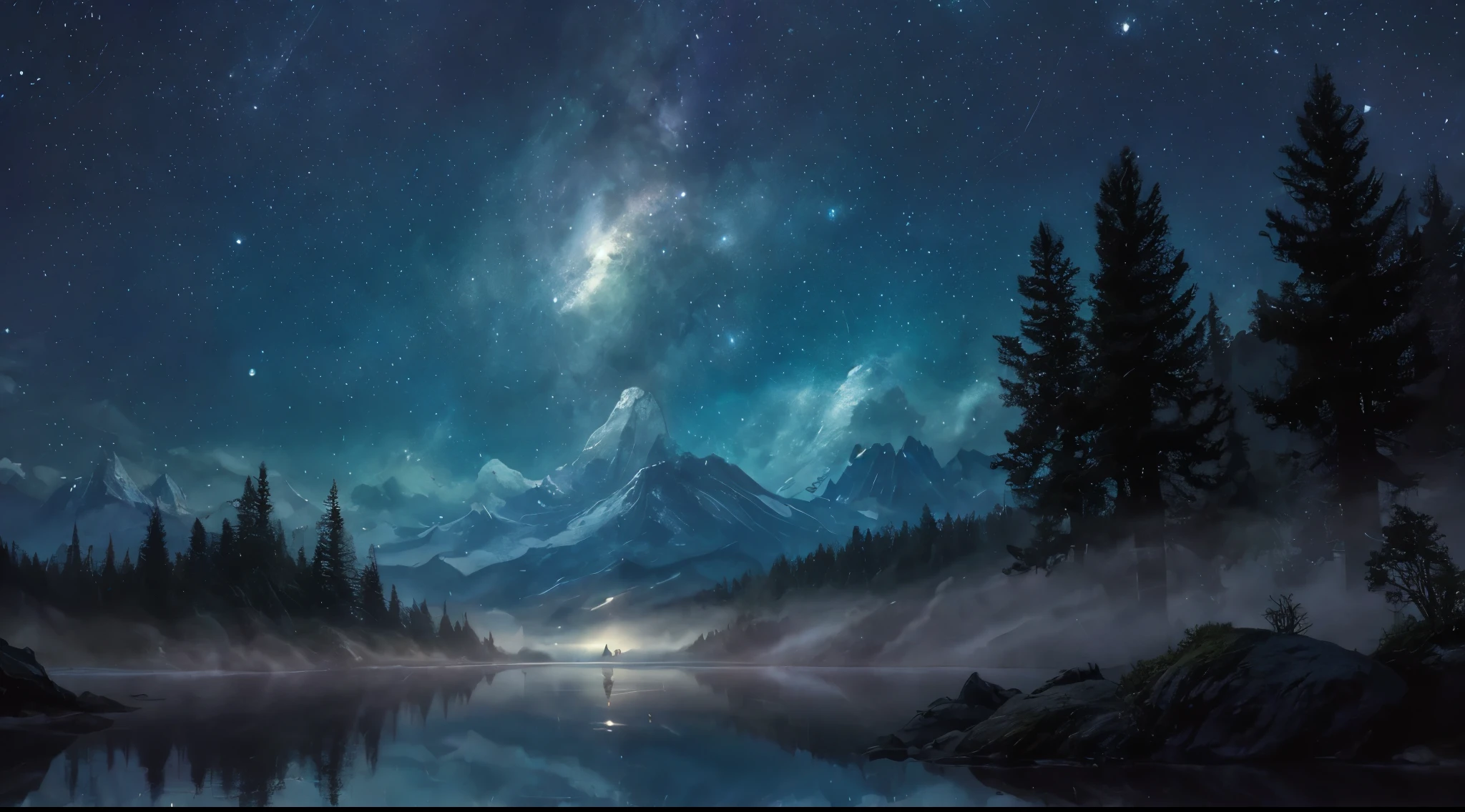 (best quality,4k,highres,masterpiece:1.2),ultra-detailed,(realistic:1.37),nighttime,picturesque moonlit scene,serene waters,illuminated waterfall,mysterious ambiance,magical night,moonlit shore,shimmering moonlight reflection,ethereal atmosphere,tranquil oasis,dreamlike landscape,subtle shades of blue and silver,twinkling stars,dark silhouette of trees,faint glimmer on the horizon,mystical energy,foggy mist dancing in the air,dimly lit path leading to the water,peaceful stillness,enchanted surroundings,whispering breeze,sublime tranquility,secluded and secluded location,unveiling the charm of the night,soft glow creating a calm and soothing aura,spellbinding serenity,breathing in the cool night air,dreamy and surreal,aura of mystery and intrigue.