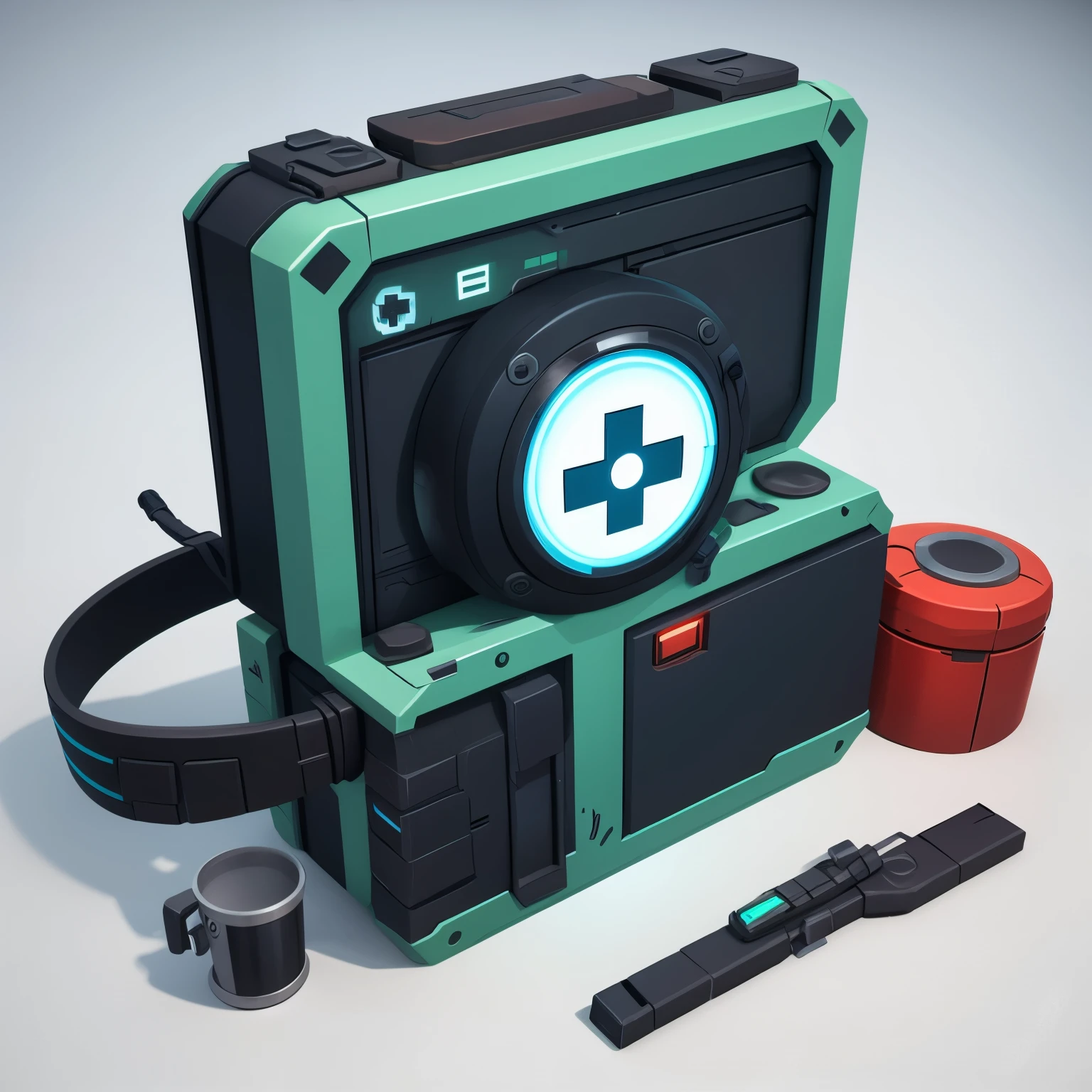 game icon, style cartoon, sci-fi medic kit, object, alone