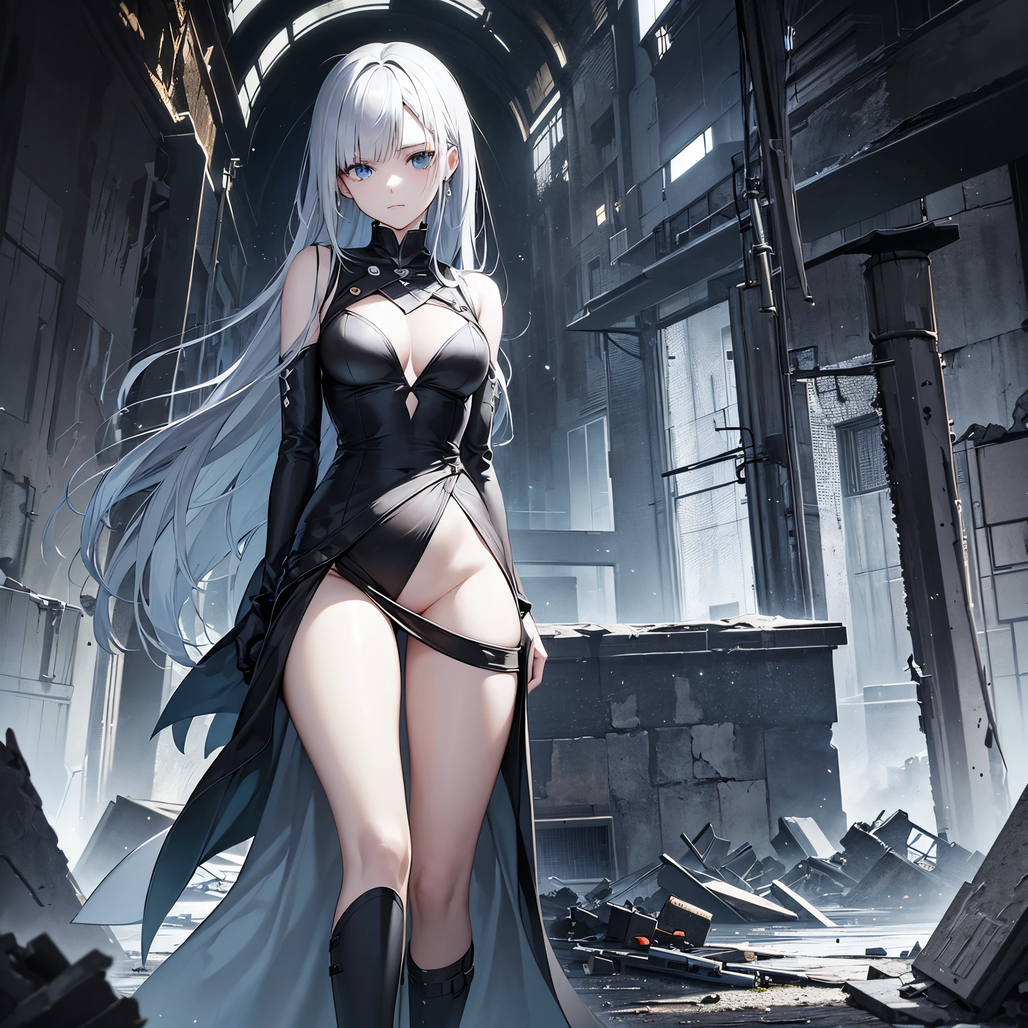 A woman with a slender figure standing in the midst of ruins, wearing tattered clothes but appearing calm and composed, surrounded by rubble and broken buildings, exuding a sense of desolation
,32k, best quality, masterpiece, super detail, high details, by Makoto Shinkai ,in the style of the stars art group xing xing,  --niji 5"
Mirrors. A digital art inspired by Ryoji Ikeda. symmetrical portrait with analog glitch effect
extreme details