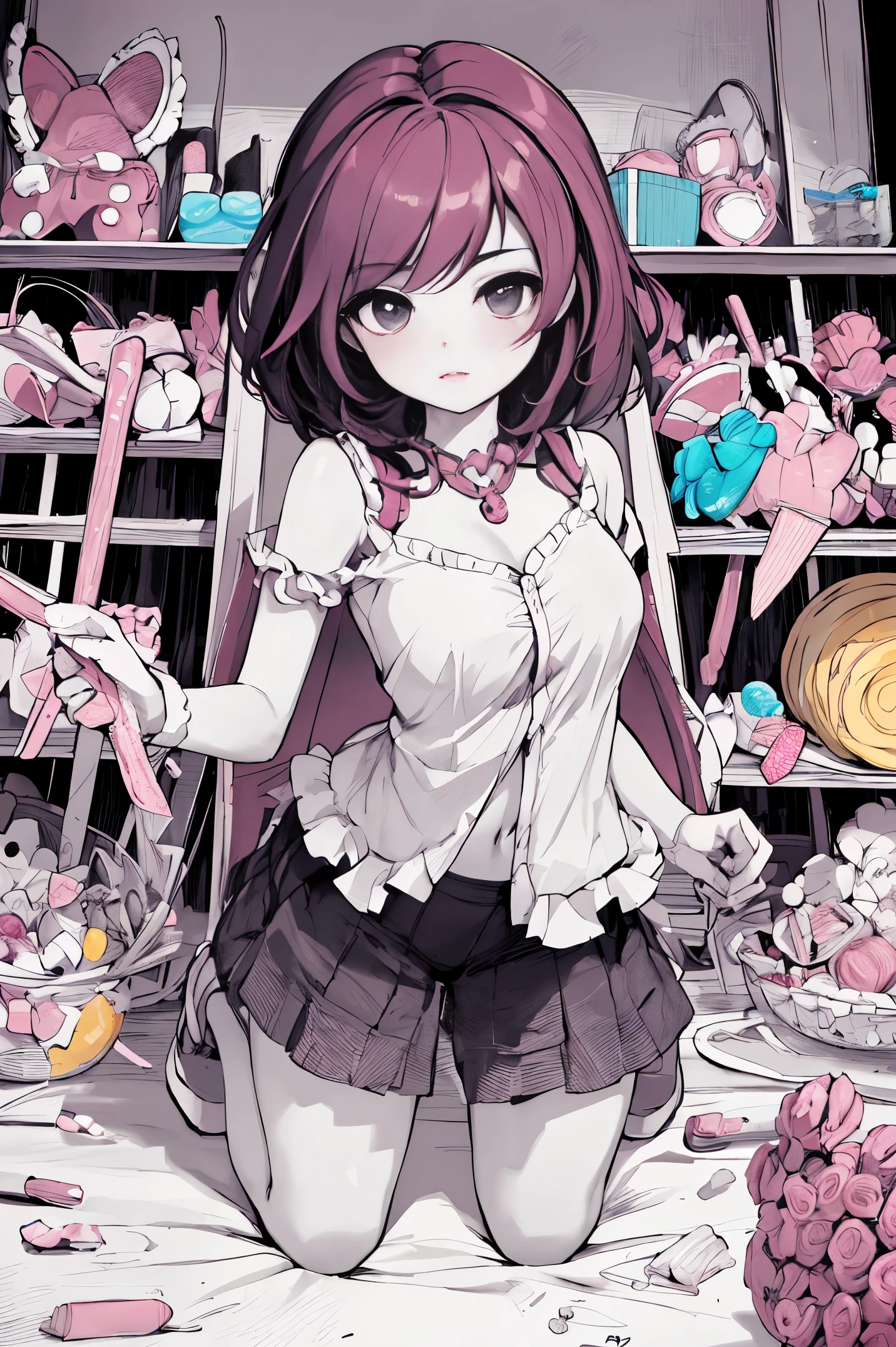 fofo (Chibi) princess in rainbow candy store, Highly detailed high contrast HD masterpiece of the best quality in high resolution