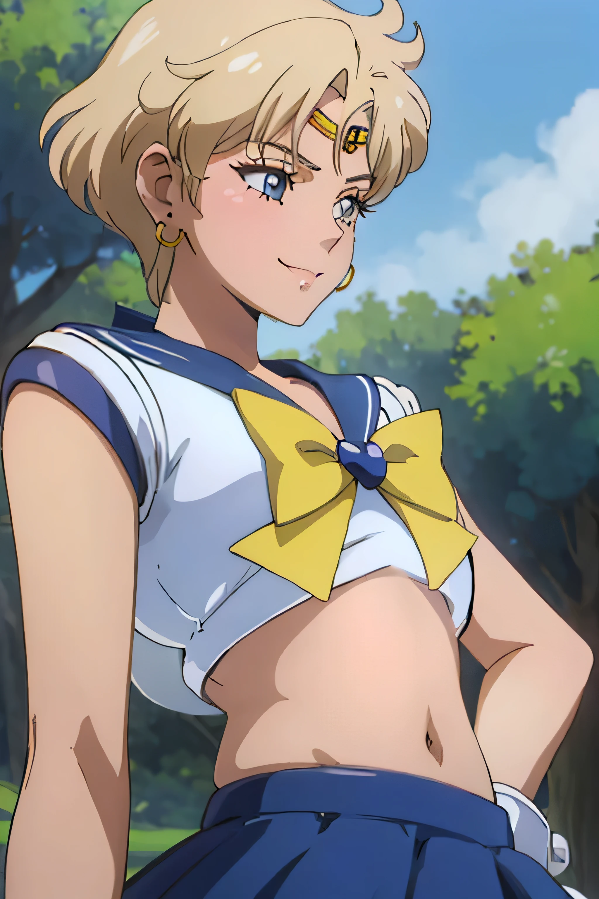 (nfsw, +18, Erotic Anime Art )、(highest quality:1.1), (masterpiece:1.4), (absurd:1.0), Portrait, Close-up,
1, sailor uranus, KizukiAi,, big and full breasts, aqua eye, blonde hair, sailor warrior uniform, sailor collar, chest bow, yellow ribbon, charming skirt, white elbow gloves, by the pool, (Smile:1.2), looking at the viewer, erect nipples、show off panties、super mini skirt、micro panties、(dynamic pose:1.2)、(Downから見る:1.2)、camel toe.between legs、belly button、spread your legs.(NSFW:1.2)、(Down :1.2)、between legsフォーカス、dynamic angle