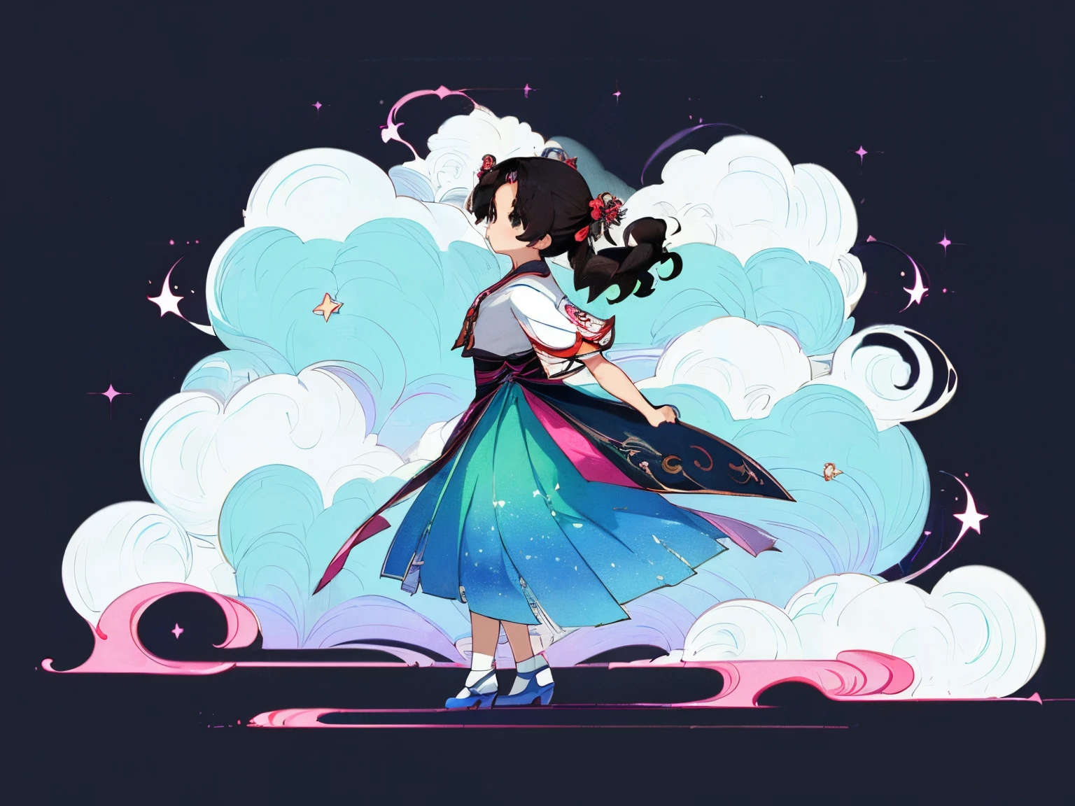 ((masterpiece)),(((best quality))),(character design sheet, same character, front, side, back), illustration, 1 girl, hair color, bangs, hairstyle fax, eyes, environment change scene, Hairstyle Fax, Pose Zitai, Female, Shirt Shangyi, Star, Charturnbetalora, (simple background, white background: 1.3), --6