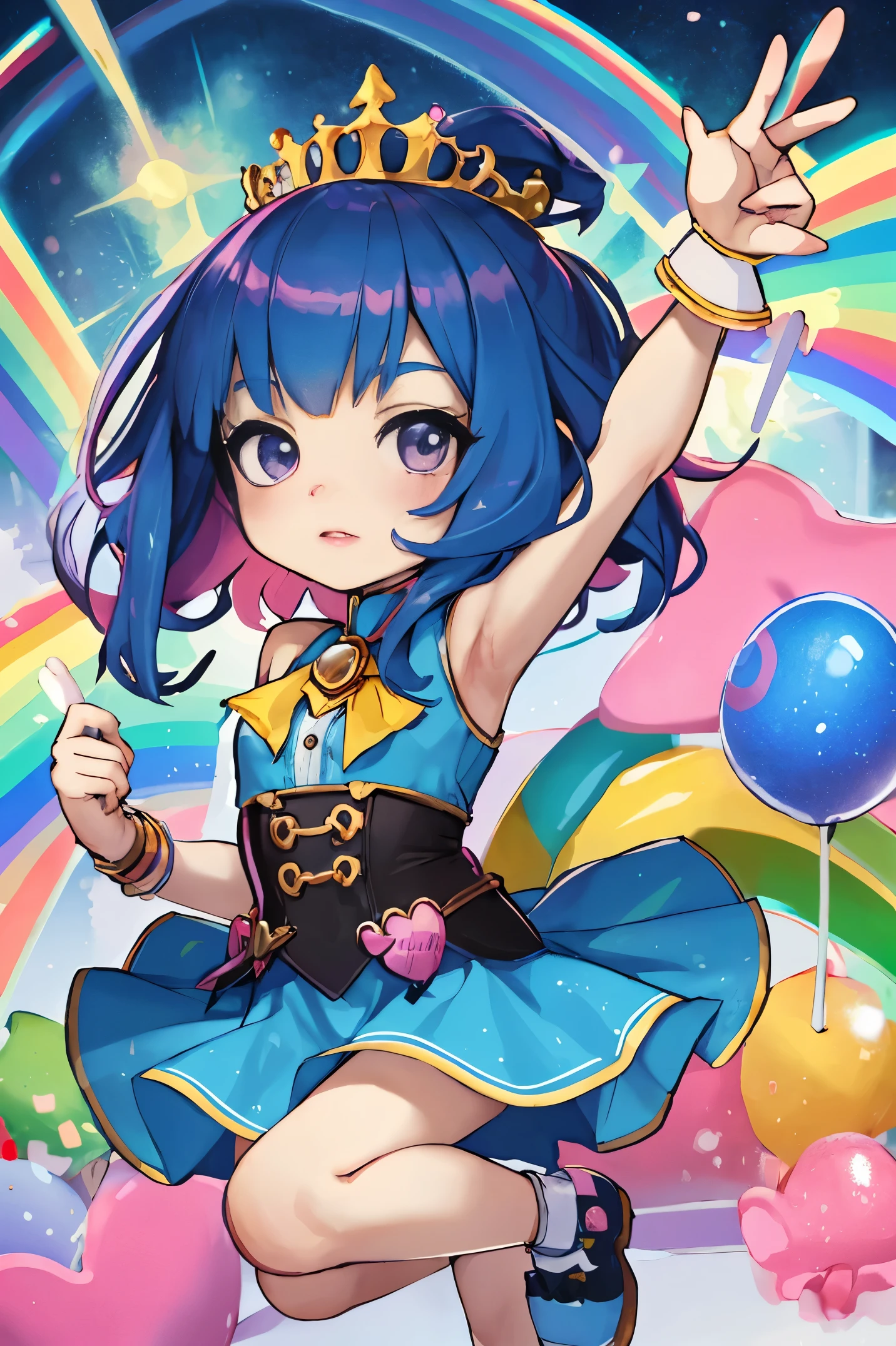 fofo (Chibi) princess in rainbow candy store, Highly detailed high contrast HD masterpiece of the best quality in high resolution