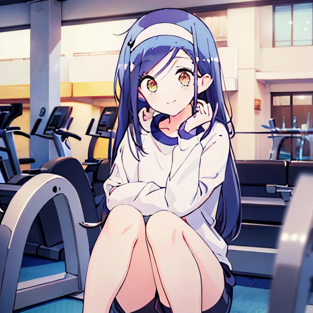 ((masterpiece)), ((best quality)), (ultra-detailed), anime style, a cute girl, 1girl, solo, gym shorts00, ((beautiful eyes))0, smile