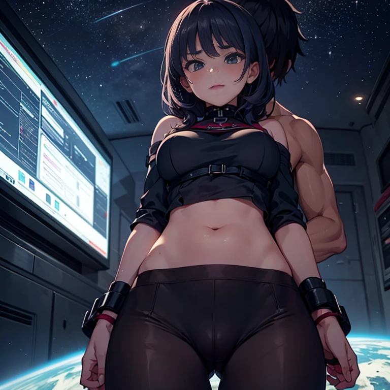 a naked handcuffed ager girl getting raped by an emo guy, space, space ship, futuristic, bdsm, bondage, sex ,rape , forced, sexual intercourse, handcuffed, restrained