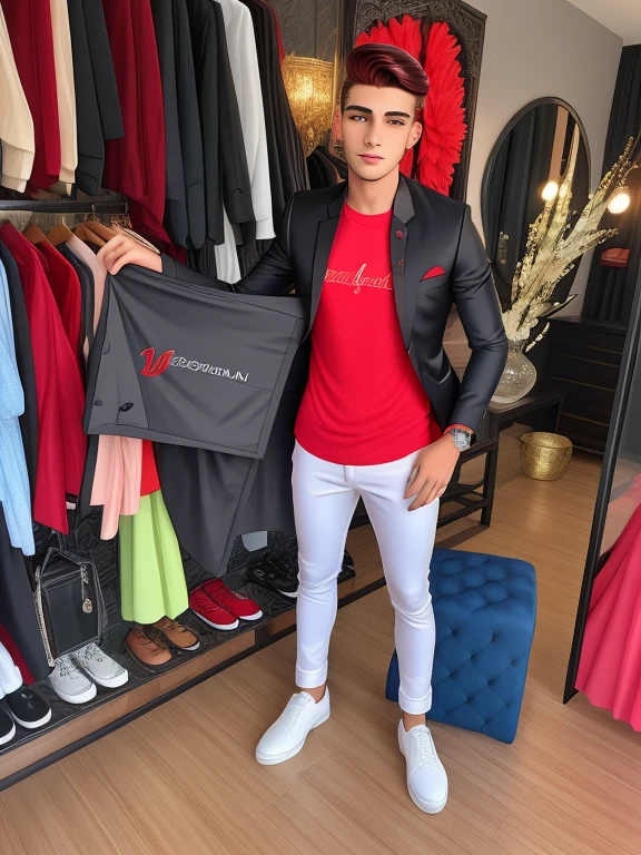 um homen elegante moreno com blaze vermelho elegante alta qualidade ,melho qualidade