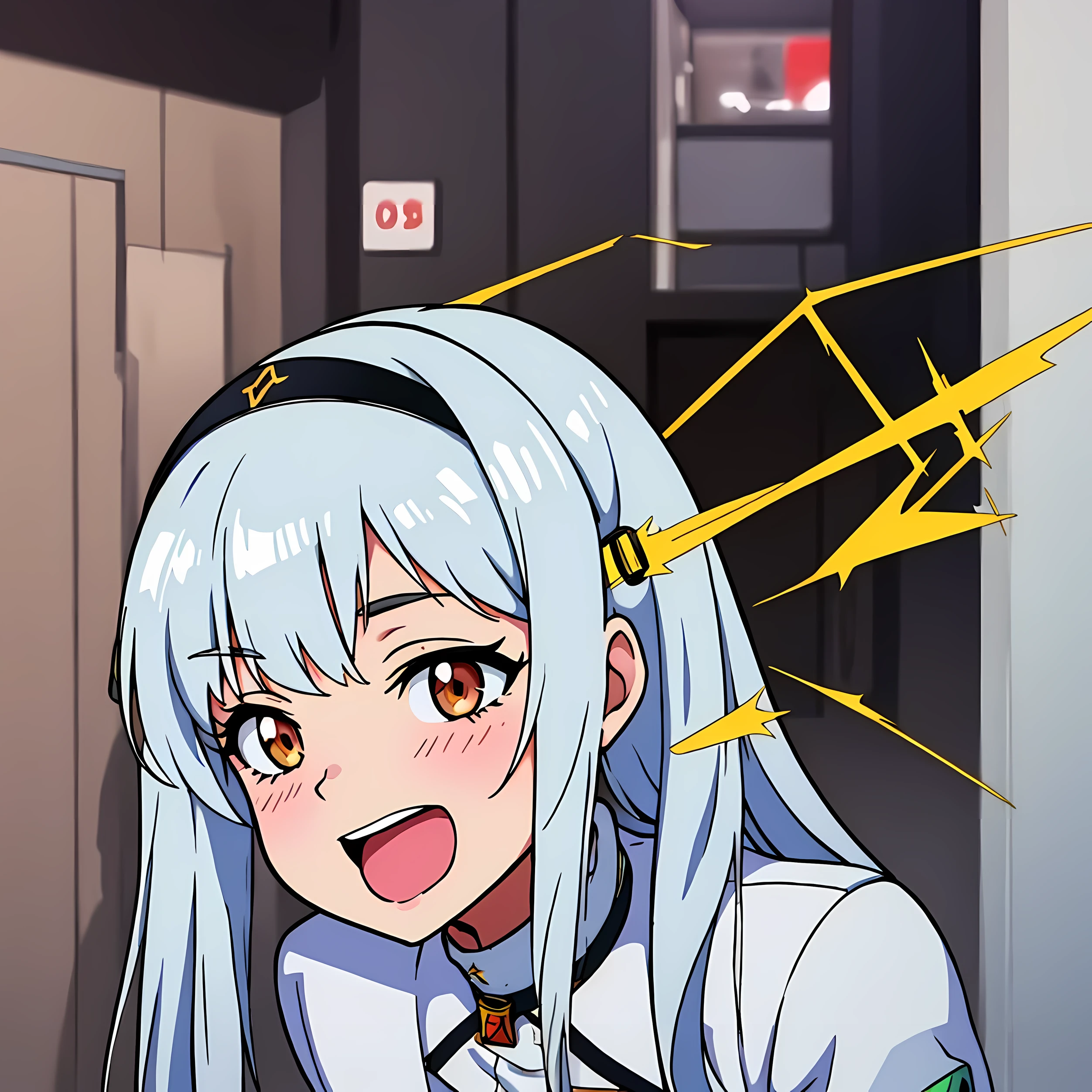 anime girl with long hair and white coat standing in a hallway, girls frontline style, from girls frontline, from arknights, portrait anime space cadet girl, cute anime girl, anime visual of a cute girl, silver hair girl, an anime girl, anime mecha aesthetic, anime aesthetic, beautiful anime portrait, portrait anime girl, pretty anime girl, beautiful anime girl