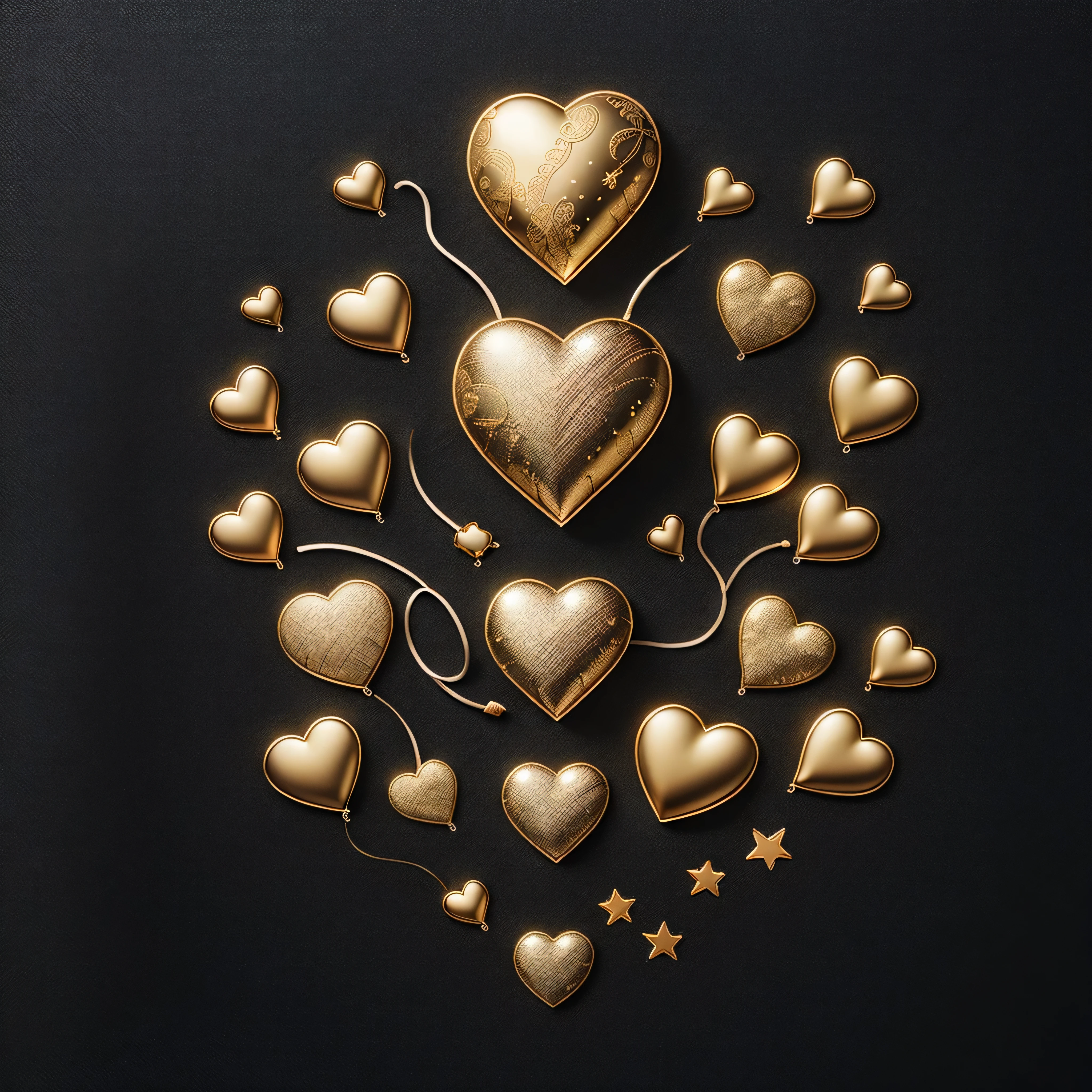 (Best quality at best,4K,8K,A high resolution,tmasterpiece:1.2),ultra - detailed,actual, Ultra-fine silk intricate heart stickers, Special complex texture stickers, vibrant with colors, Studio lighting