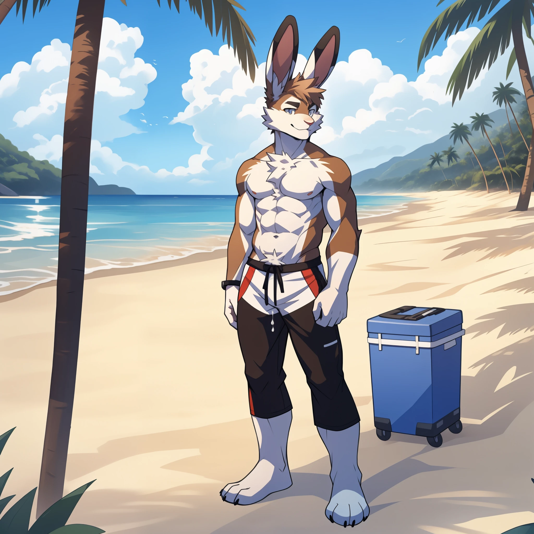 white skin,(rabbit ears),teenager,rabbit,rabbit furry,male,rabbit,white fur,white skin,full body,naked,cum,,beach clothes,