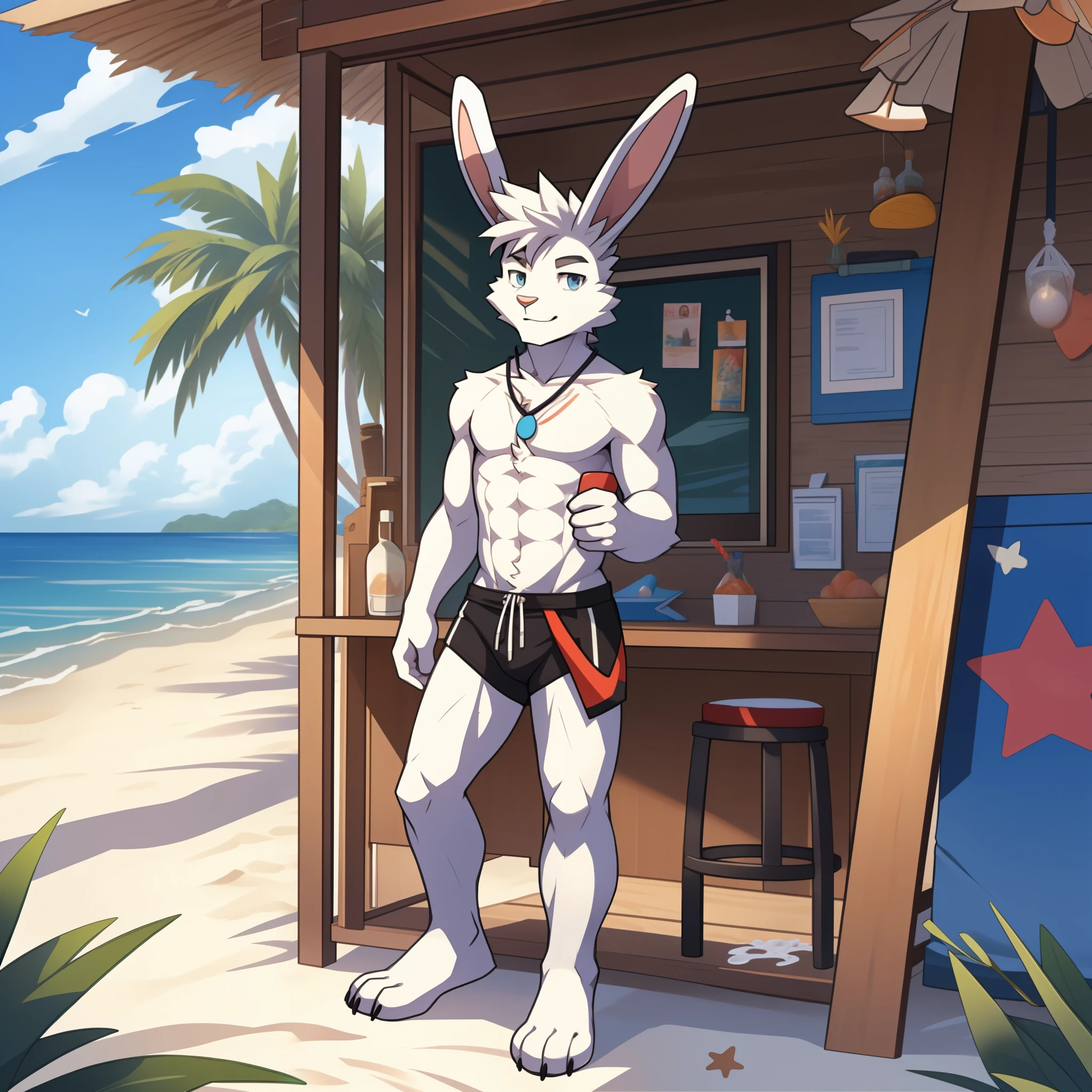 white skin,(rabbit ears),ager,rabbit,rabbit furry,male,rabbit,white fur,white skin,full body,naked,cum,,beach clothes,
