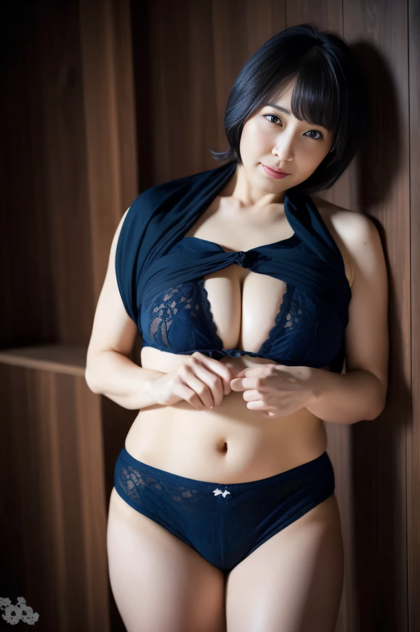 Mature and attractive woman、large boob、((Dark blue bloomer))、moving、​masterpiece、top-quality