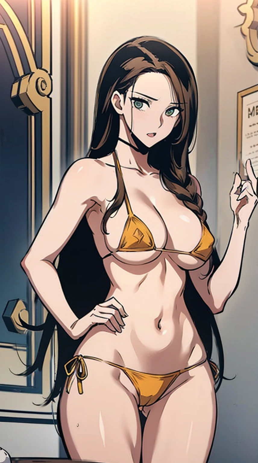 1 girl in,Glossy glossy skin,a sexy pose,Best quality at best,On the table,Extremely Delicately Beautiful,north african free trade area,8k wallpaper,Amazing Cleavage,finely detailled,offcial art,Highly detailed stock ticker Unity 8k wallpaper,Incredibly ridiculous,The file size is huge,ultra - detailed,A high resolution,The is very detailed,Beautiful Meticulous Girl,actual,(((sexy micro bikini)))、(())、(((Sports gym)))、pass upright、Chopping , (perspired)、((Long, straight hair))、((downward hairstyle))